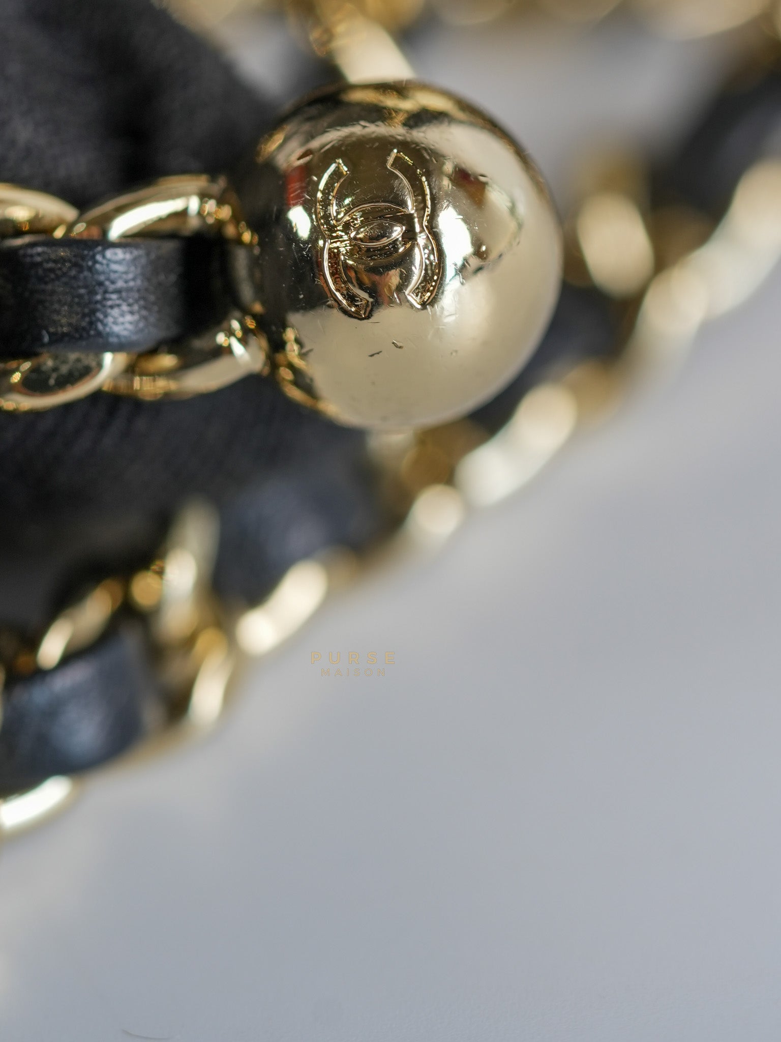 Mini Square Black Quilted Lambskin Leather Soccer Ball Pearl Crush in Gold Hardware (Microchip) | Purse Maison Luxury Bags Shop