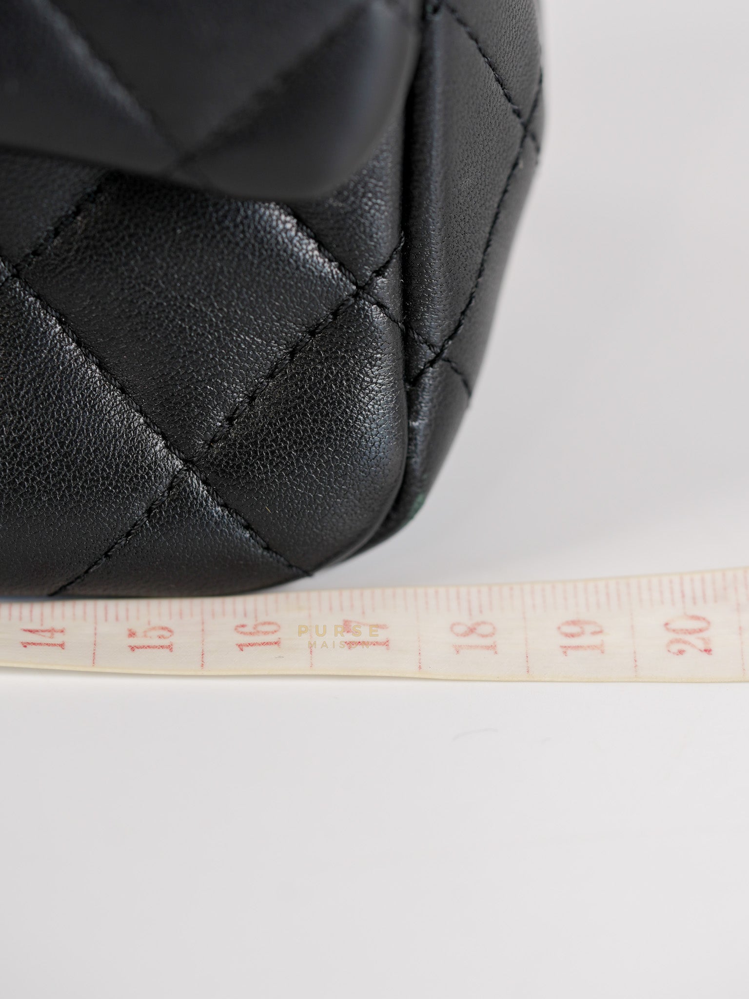 Mini Square Black Quilted Lambskin Leather Soccer Ball Pearl Crush in Gold Hardware (Microchip) | Purse Maison Luxury Bags Shop