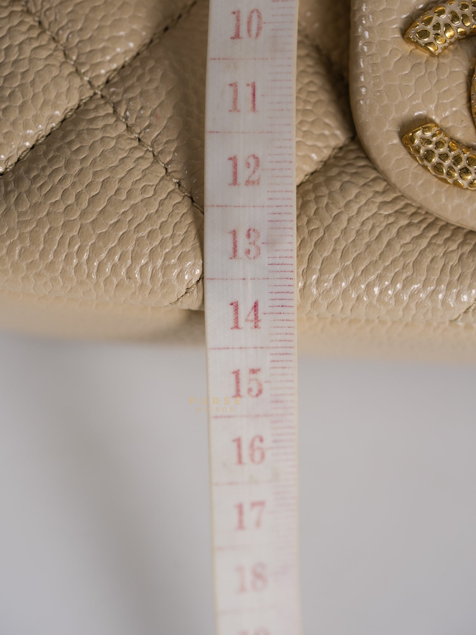 Mini Square Flap Bag in Beige Caviar Leather Gold Hardware(Microchip) | Purse Maison Luxury Bags Shop