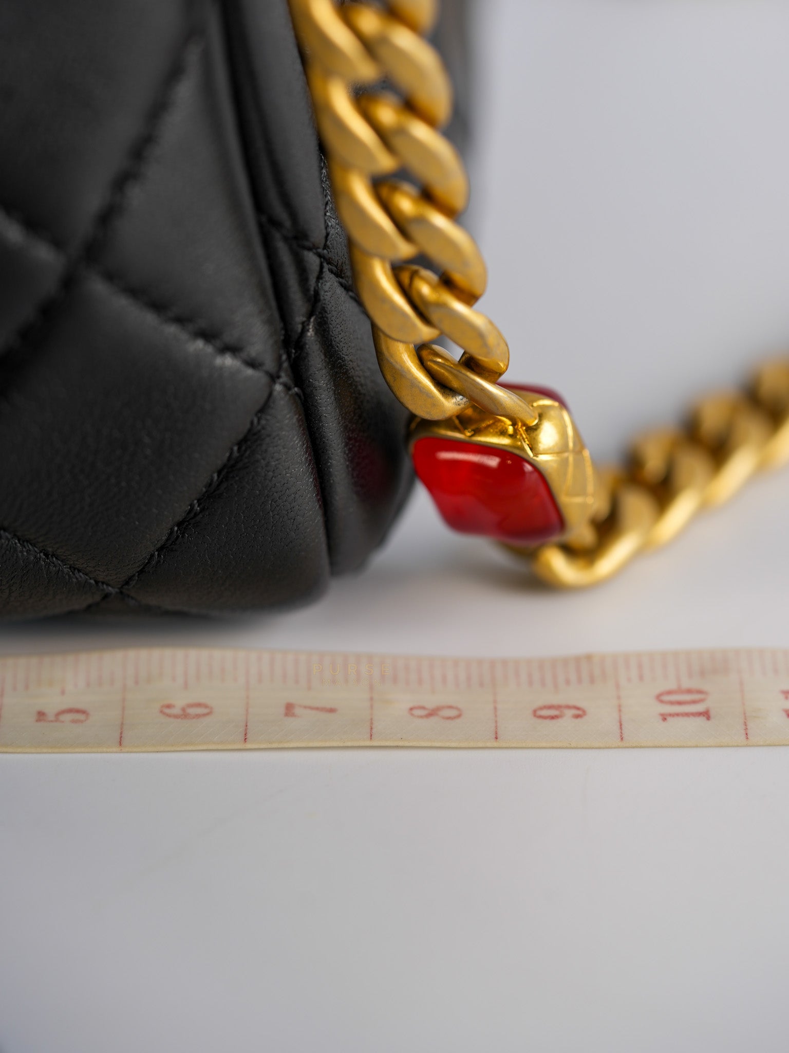 Mini Square Flap Samba Pearl in Lambskin and Aged Gold Hardware Series 31 | Purse Maison Luxury Bags Shop