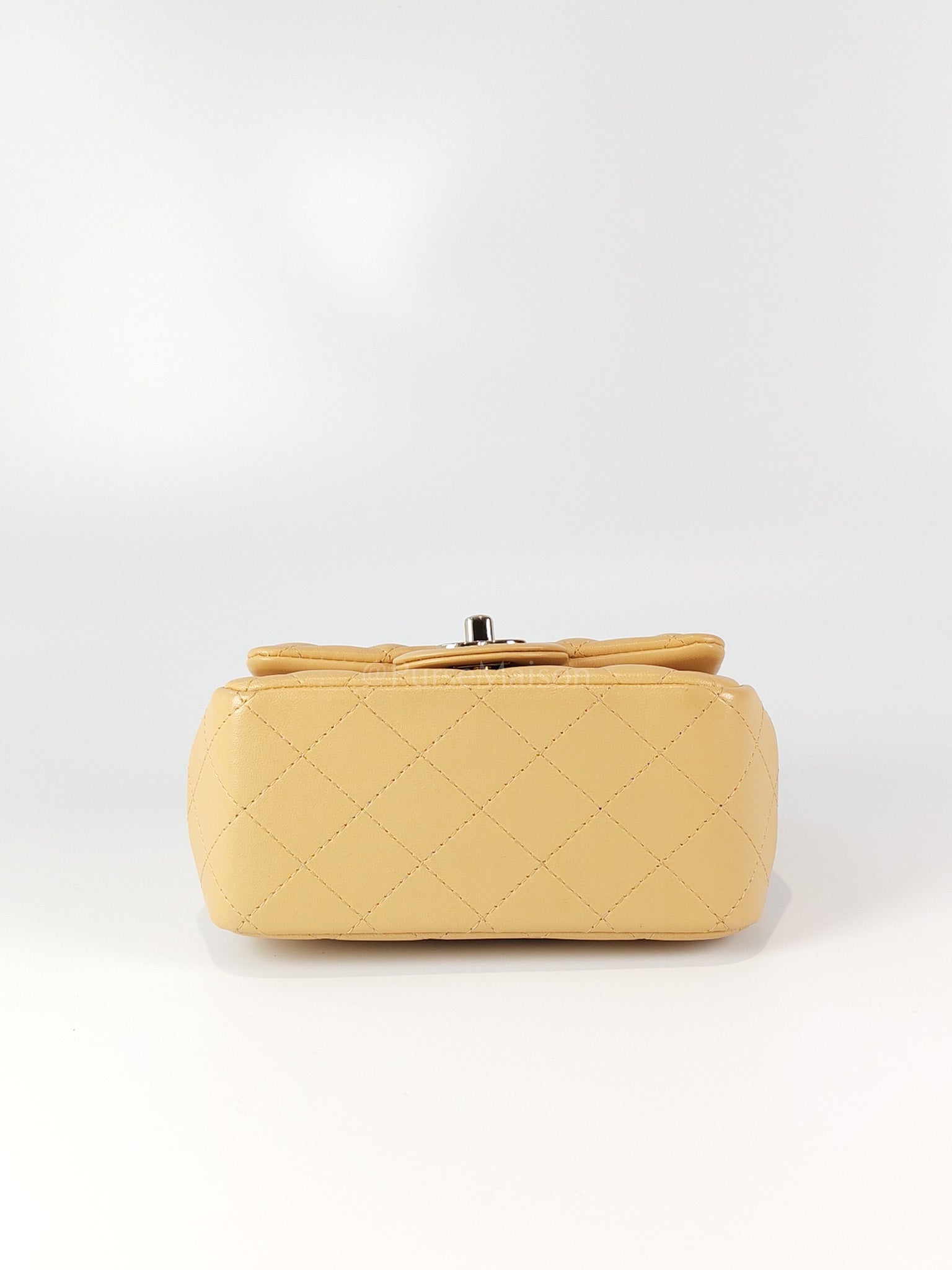 Mini Square in Beige Lambskin Leather and Light Gold Hardware(Microchip) | Purse Maison Luxury Bags Shop