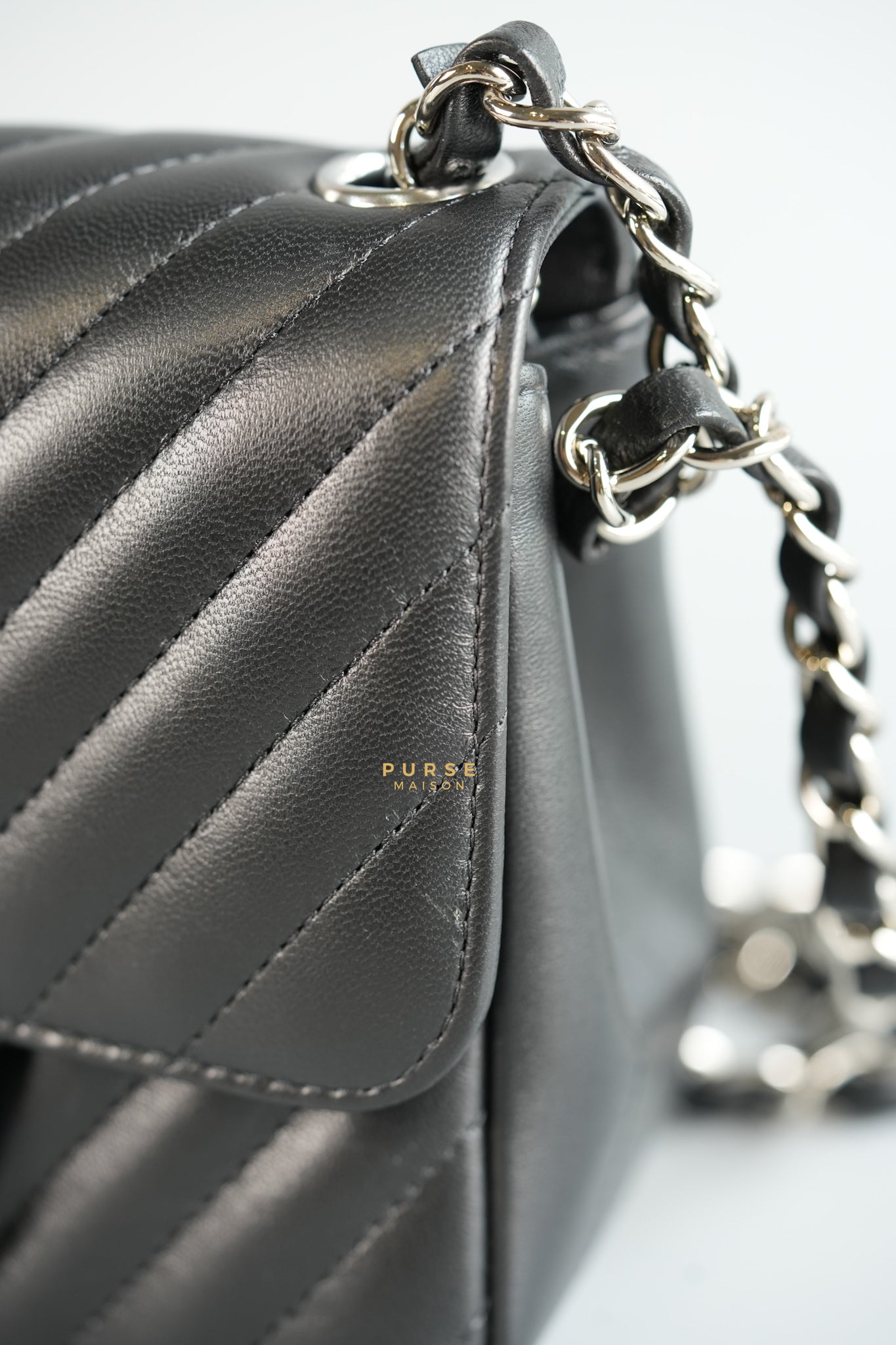 Mini Square in Black Lambskin Leather and Silver Hardware Series 30 | Purse Maison Luxury Bags Shop