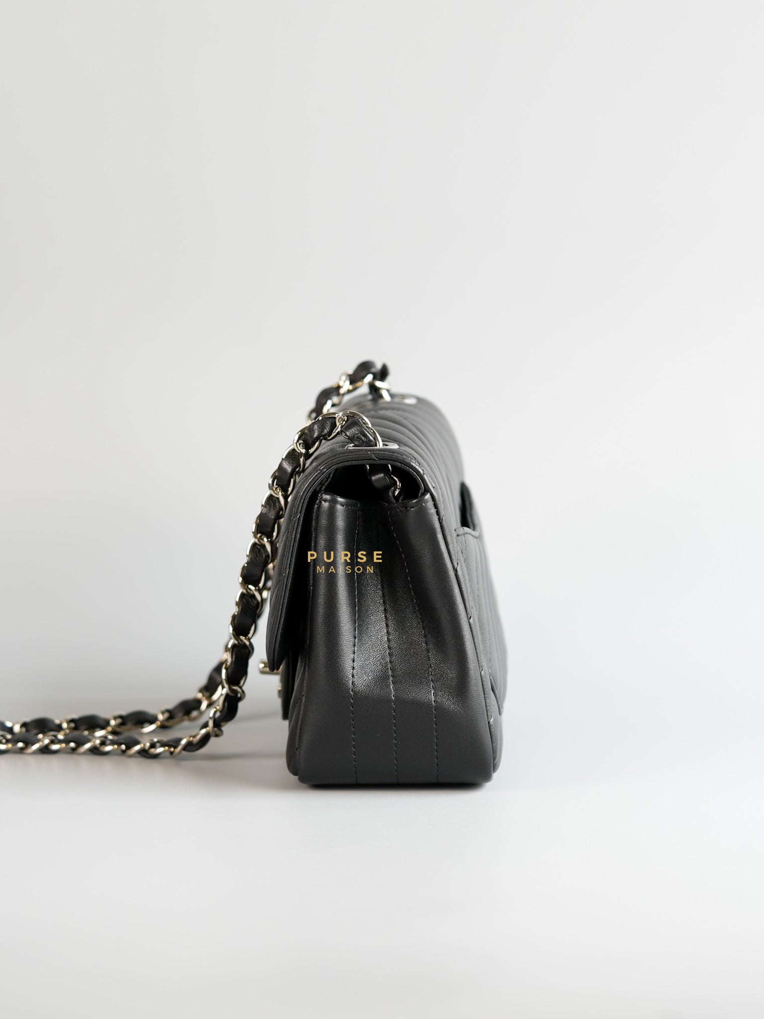 Mini Square in Black Lambskin Leather and Silver Hardware Series 30 | Purse Maison Luxury Bags Shop