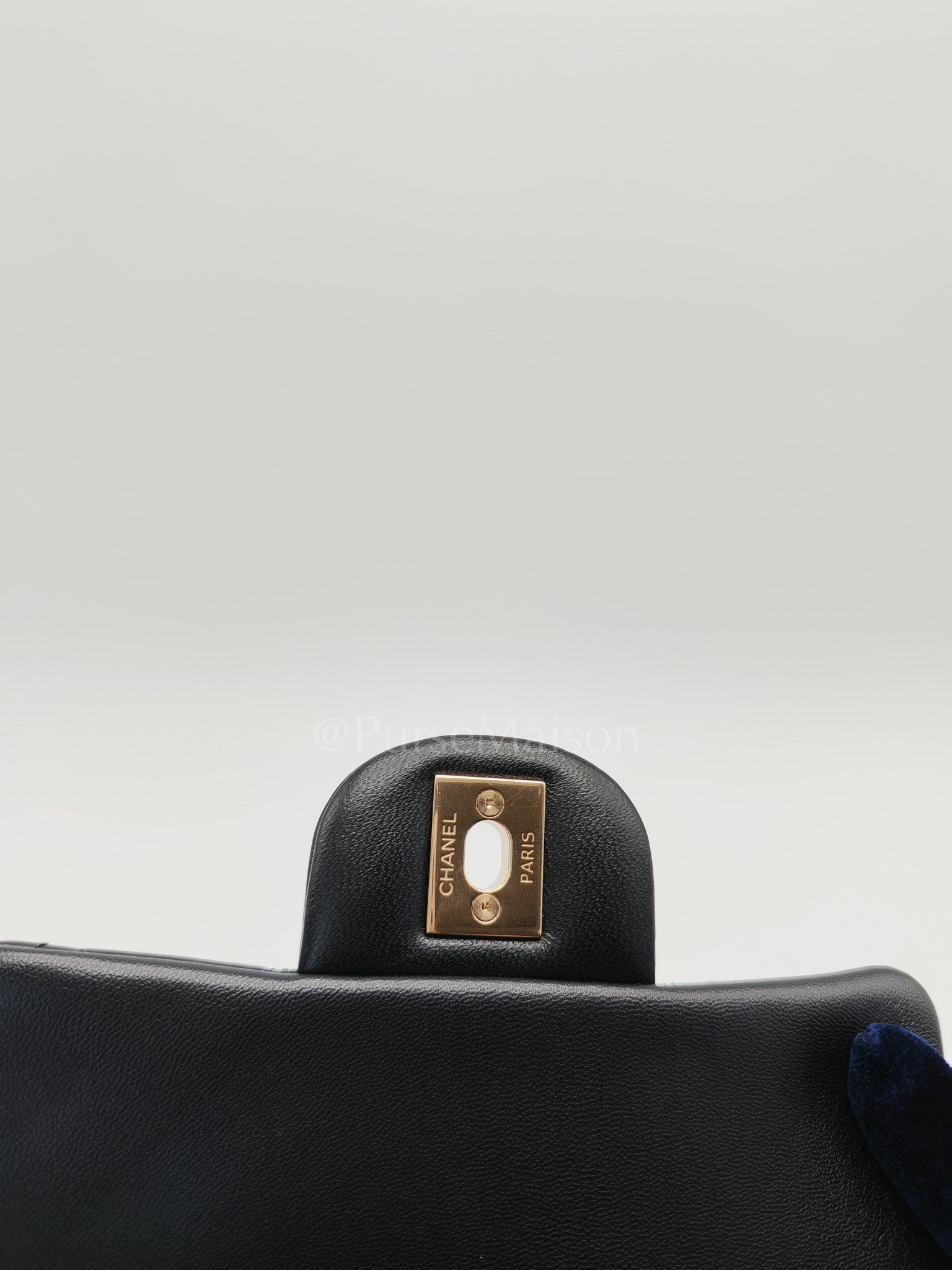 Mini Square in Black Quilted Lambskin Leather and Light Gold Hardware (Microchip) | Purse Maison Luxury Bags Shop