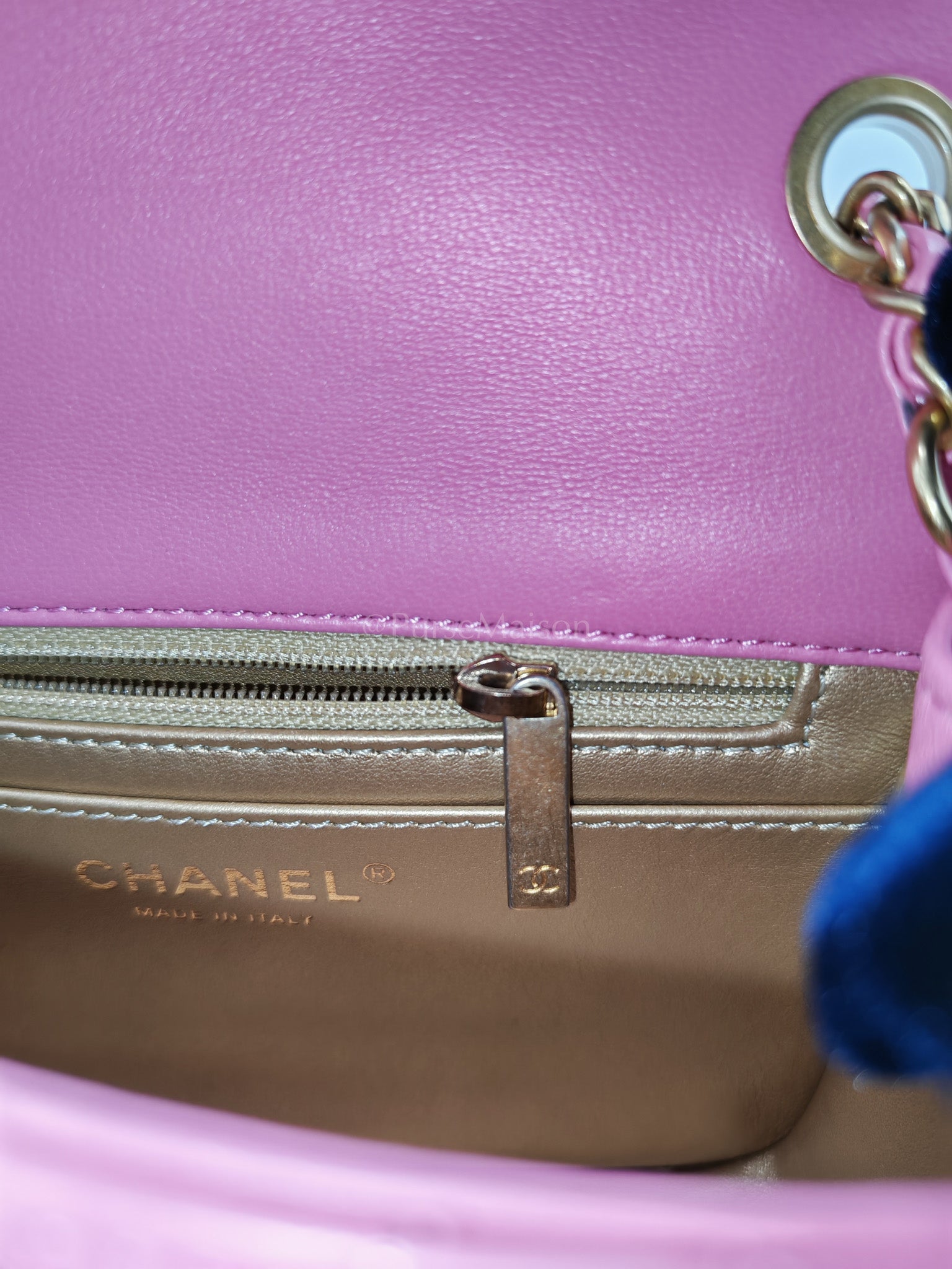 Mini Square Pearl Crush in Pink Quilted Lambskin Leather and Aged Gold Hardware Series 30 | Purse Maison Luxury Bags Shop