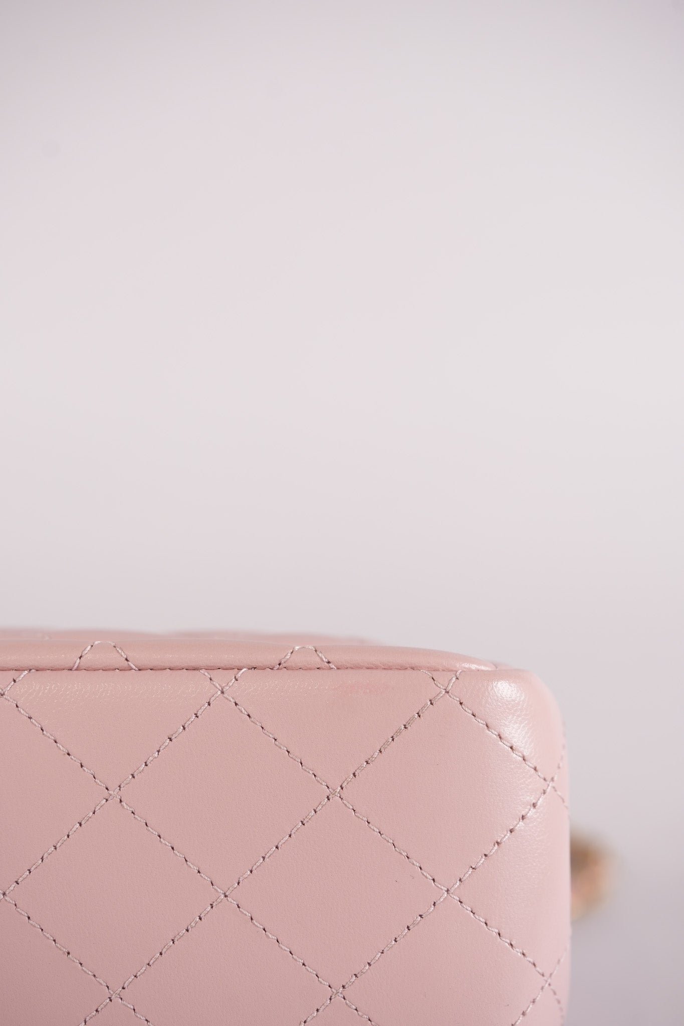 Mini Square Pearl Crush in Sakura Pink Lambskin Leather and Aged Gold Hardware (Microchip) | Purse Maison Luxury Bags Shop