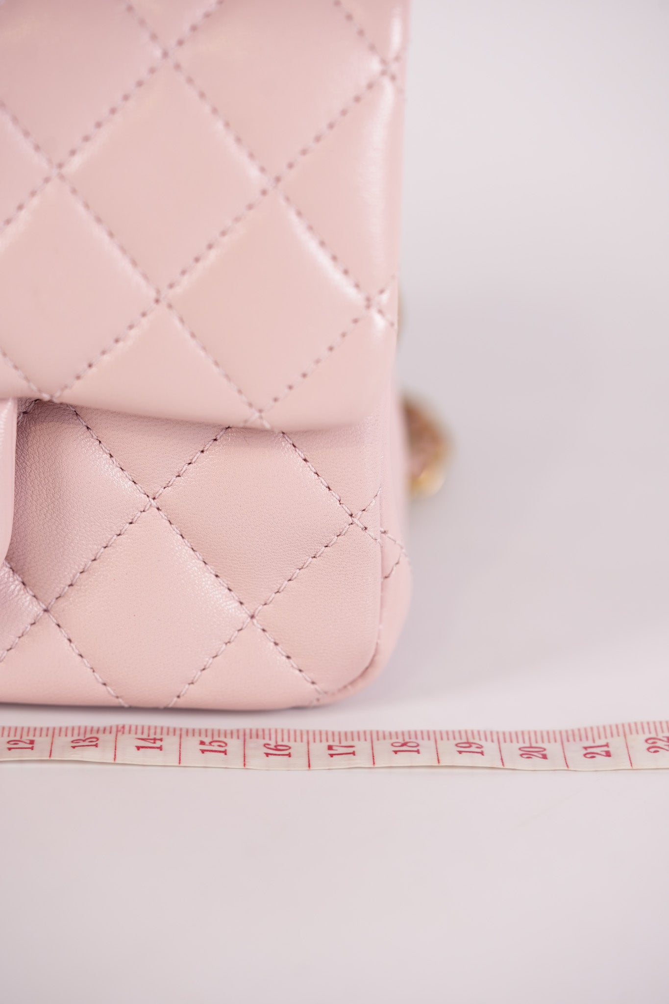 Mini Square Pearl Crush in Sakura Pink Lambskin Leather and Aged Gold Hardware (Microchip) | Purse Maison Luxury Bags Shop