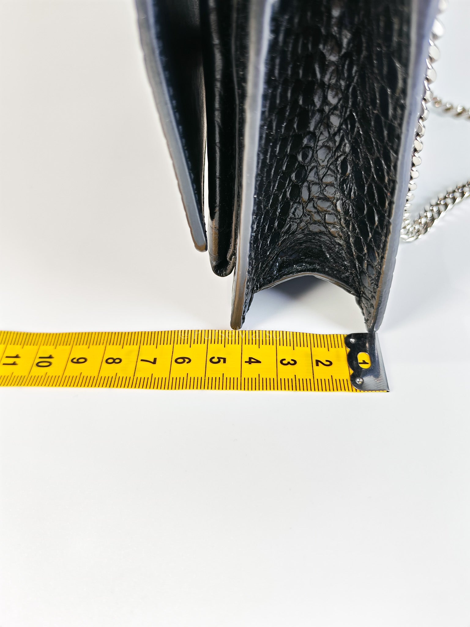 Mini Sunset Black Croc Embossed Chain Strap | Purse Maison Luxury Bags Shop