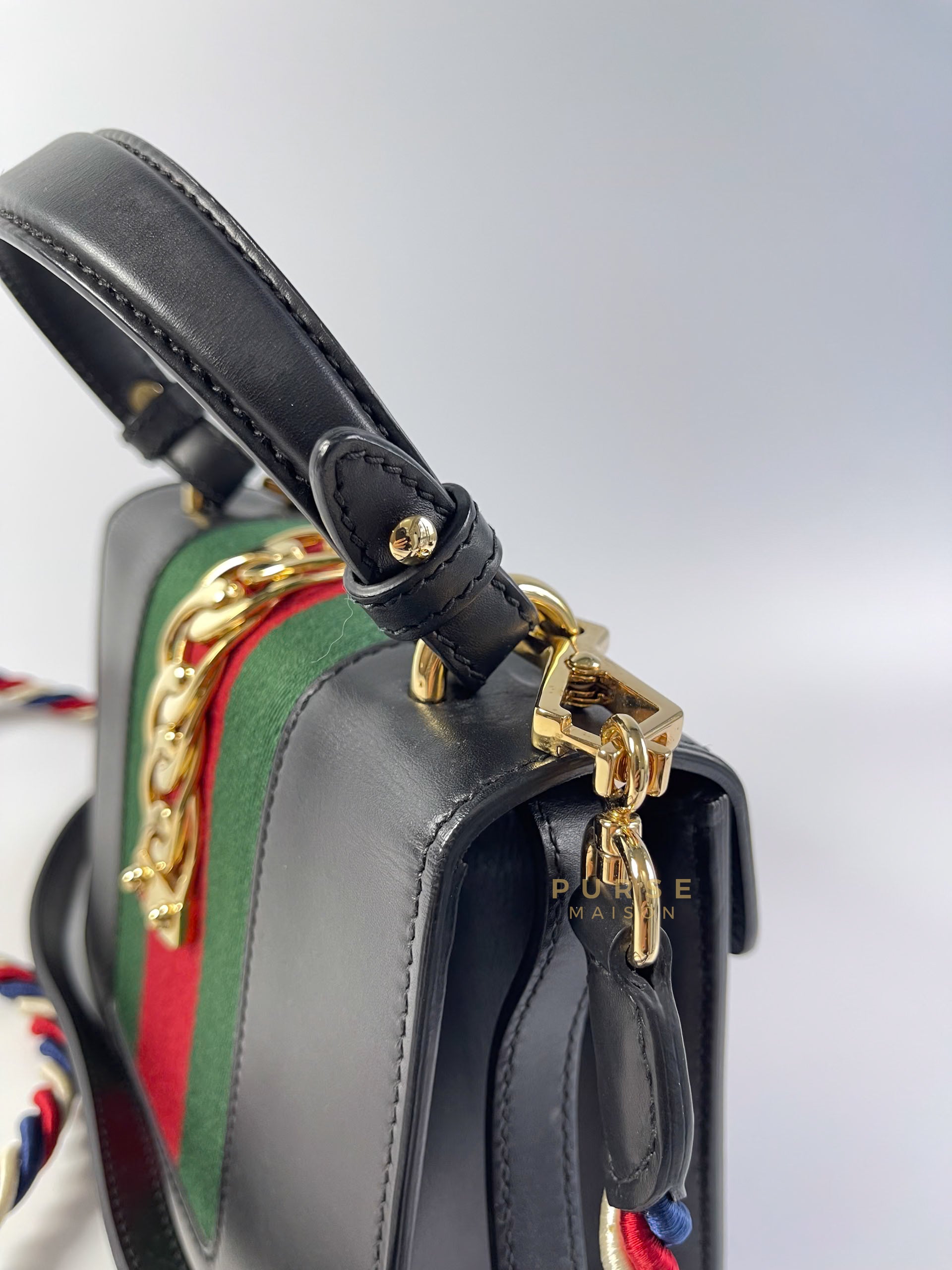 Mini Sylvie Black Smooth Calfskin Leather Bag | Purse Maison Luxury Bags Shop