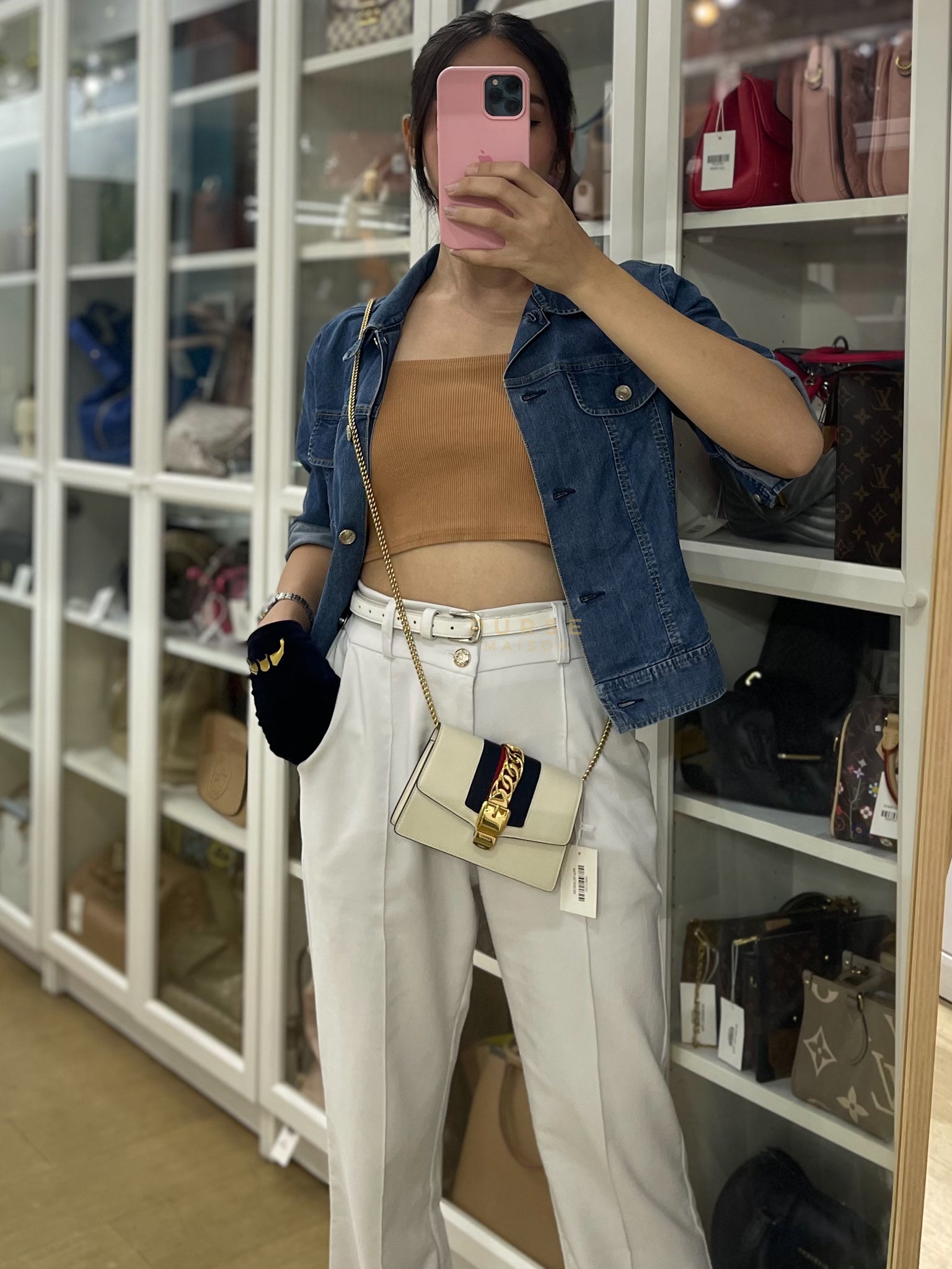 Mini Sylvie in Off White Smooth Calfskin Leather | Purse Maison Luxury Bags Shop