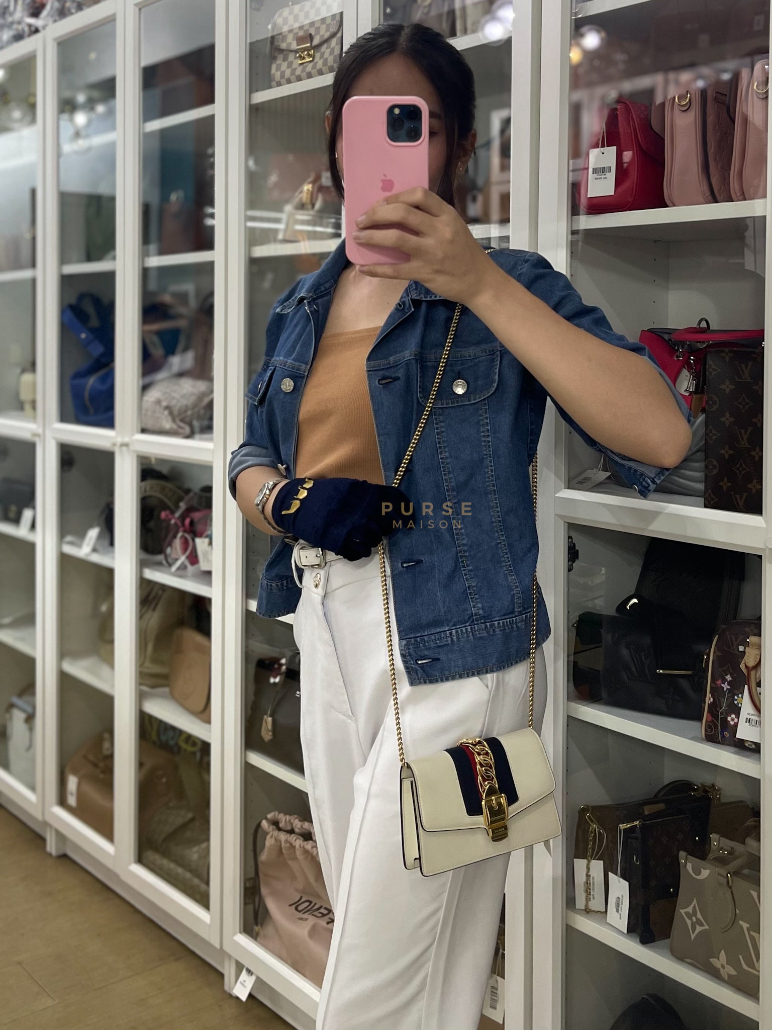 Mini Sylvie in Off White Smooth Calfskin Leather | Purse Maison Luxury Bags Shop