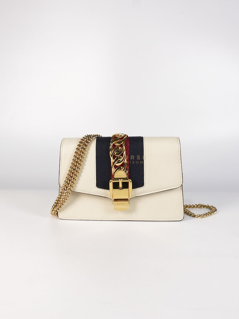 Mini Sylvie in Off White Smooth Calfskin Leather | Purse Maison Luxury Bags Shop