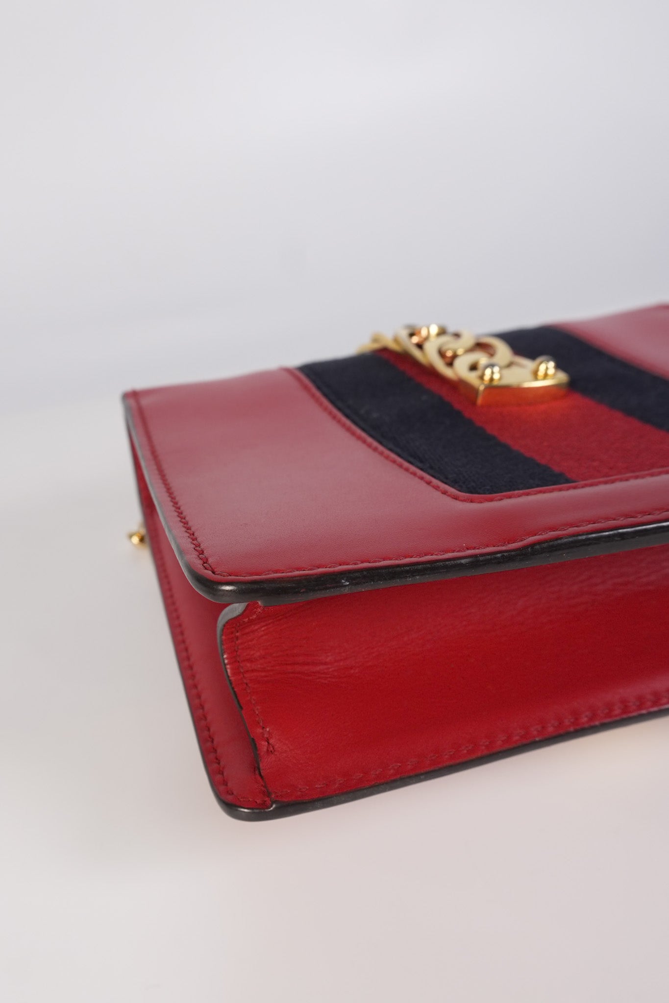 Mini Sylvie Shoulder Bag in Red Calfskin Leather & Gold Hardware | Purse Maison Luxury Bags Shop