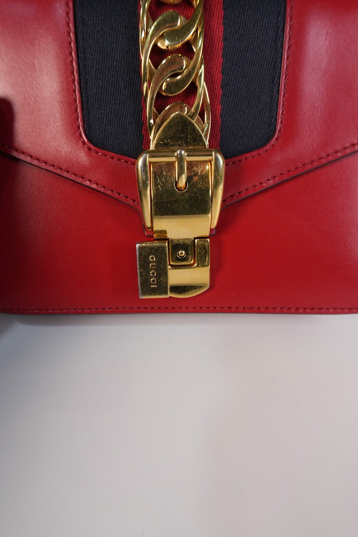 Mini Sylvie Shoulder Bag in Red Calfskin Leather & Gold Hardware | Purse Maison Luxury Bags Shop