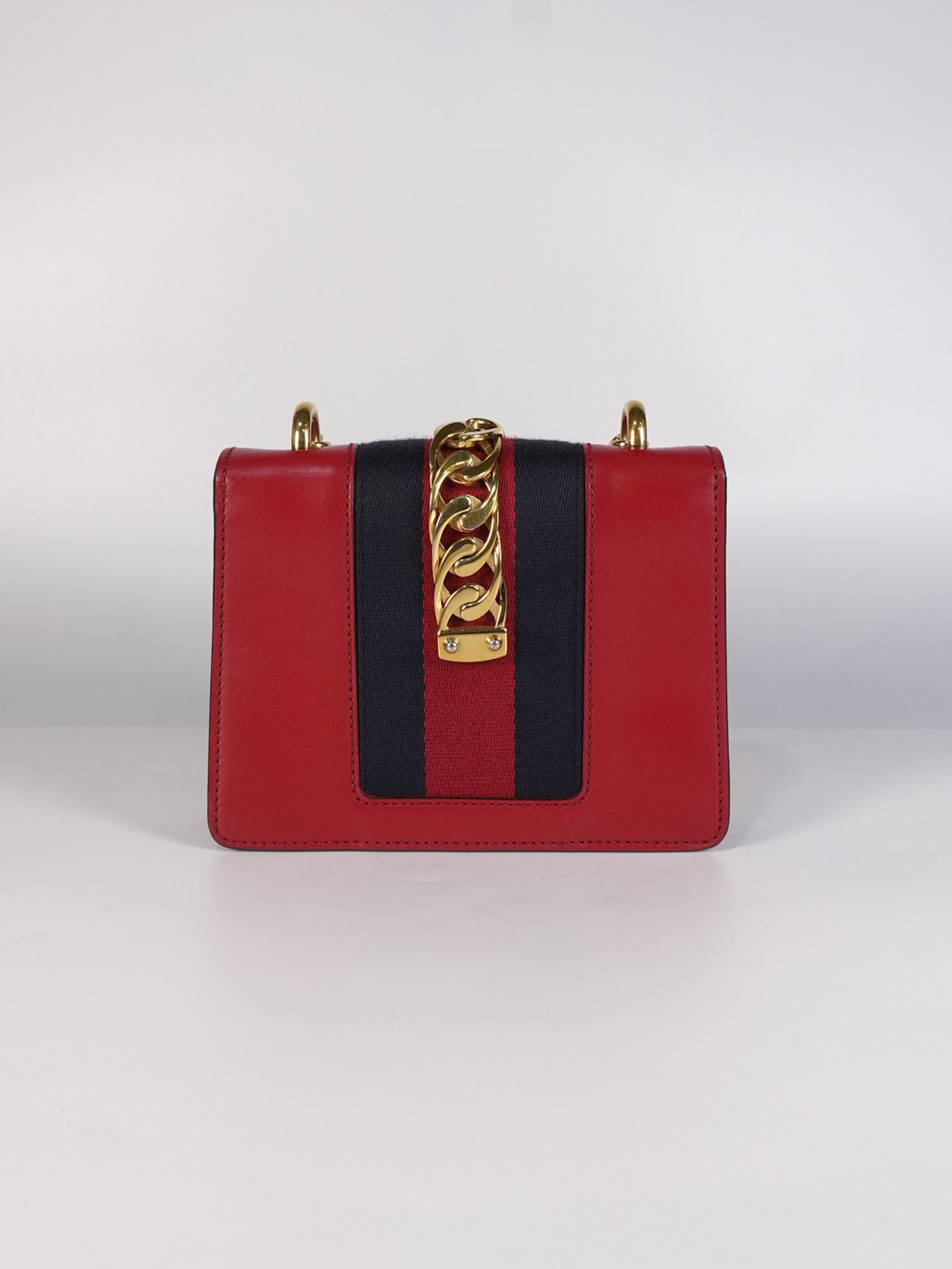 Mini Sylvie Shoulder Bag in Red Calfskin Leather & Gold Hardware | Purse Maison Luxury Bags Shop