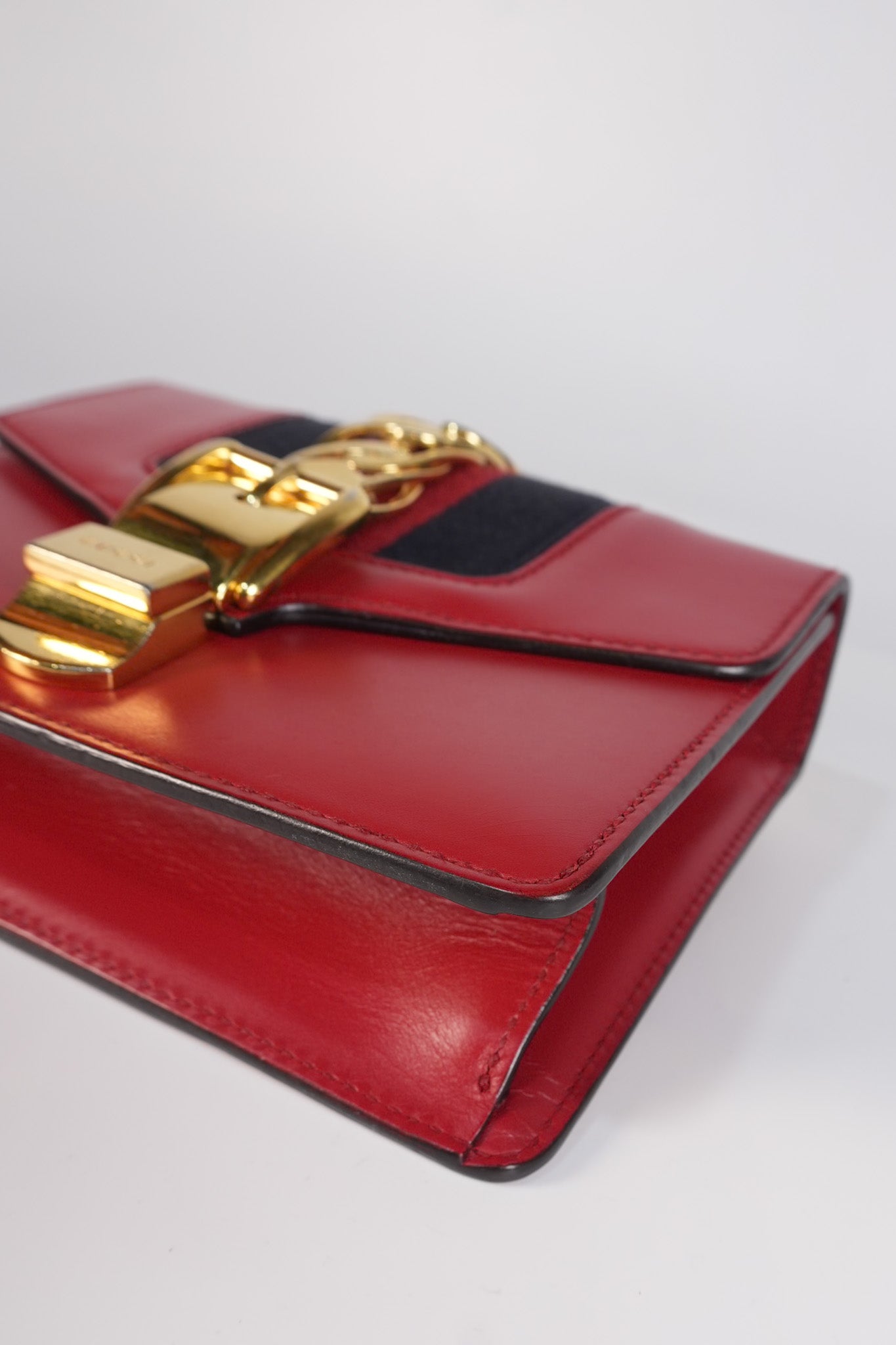 Mini Sylvie Shoulder Bag in Red Calfskin Leather & Gold Hardware | Purse Maison Luxury Bags Shop