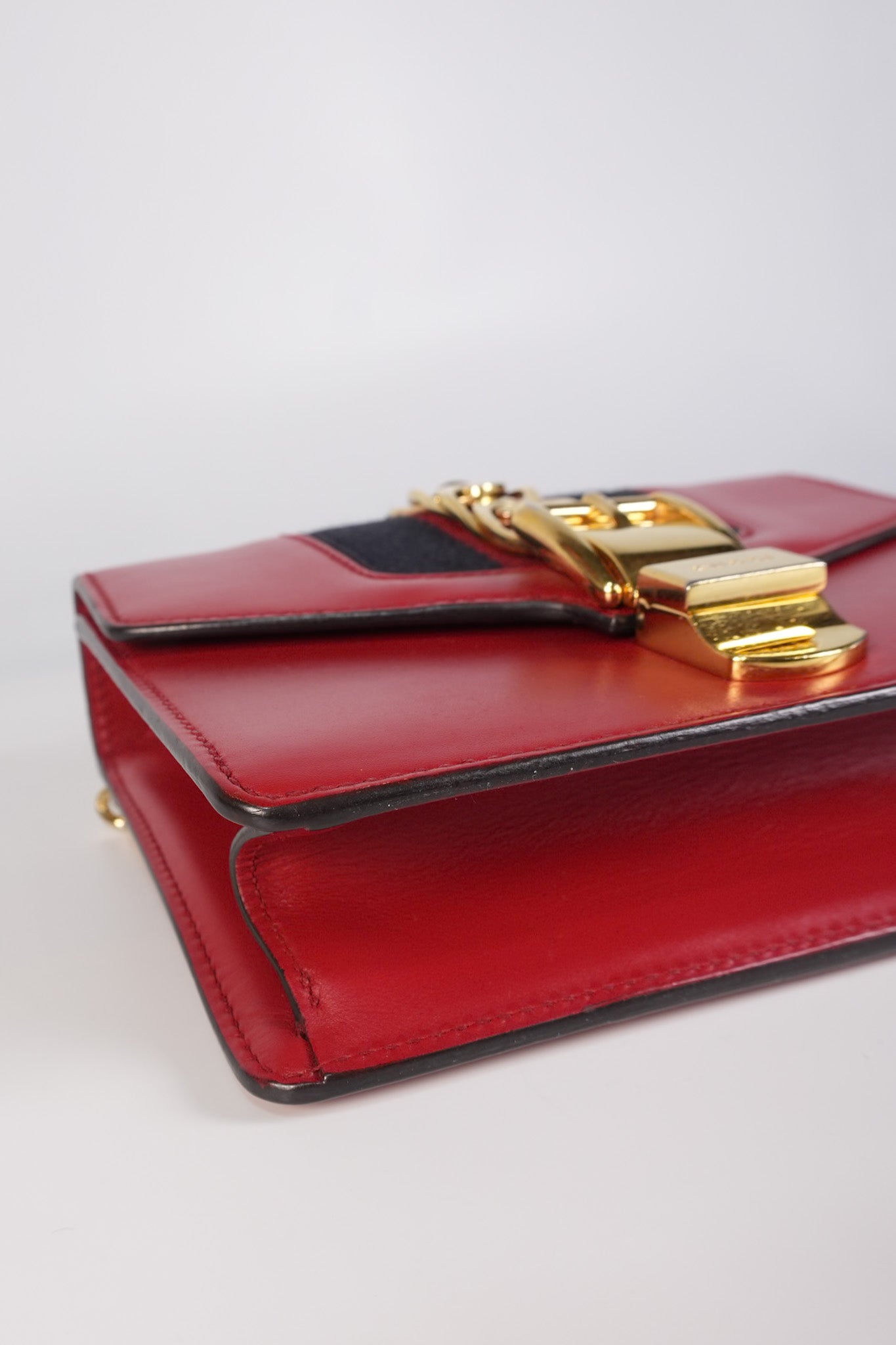 Mini Sylvie Shoulder Bag in Red Calfskin Leather & Gold Hardware | Purse Maison Luxury Bags Shop