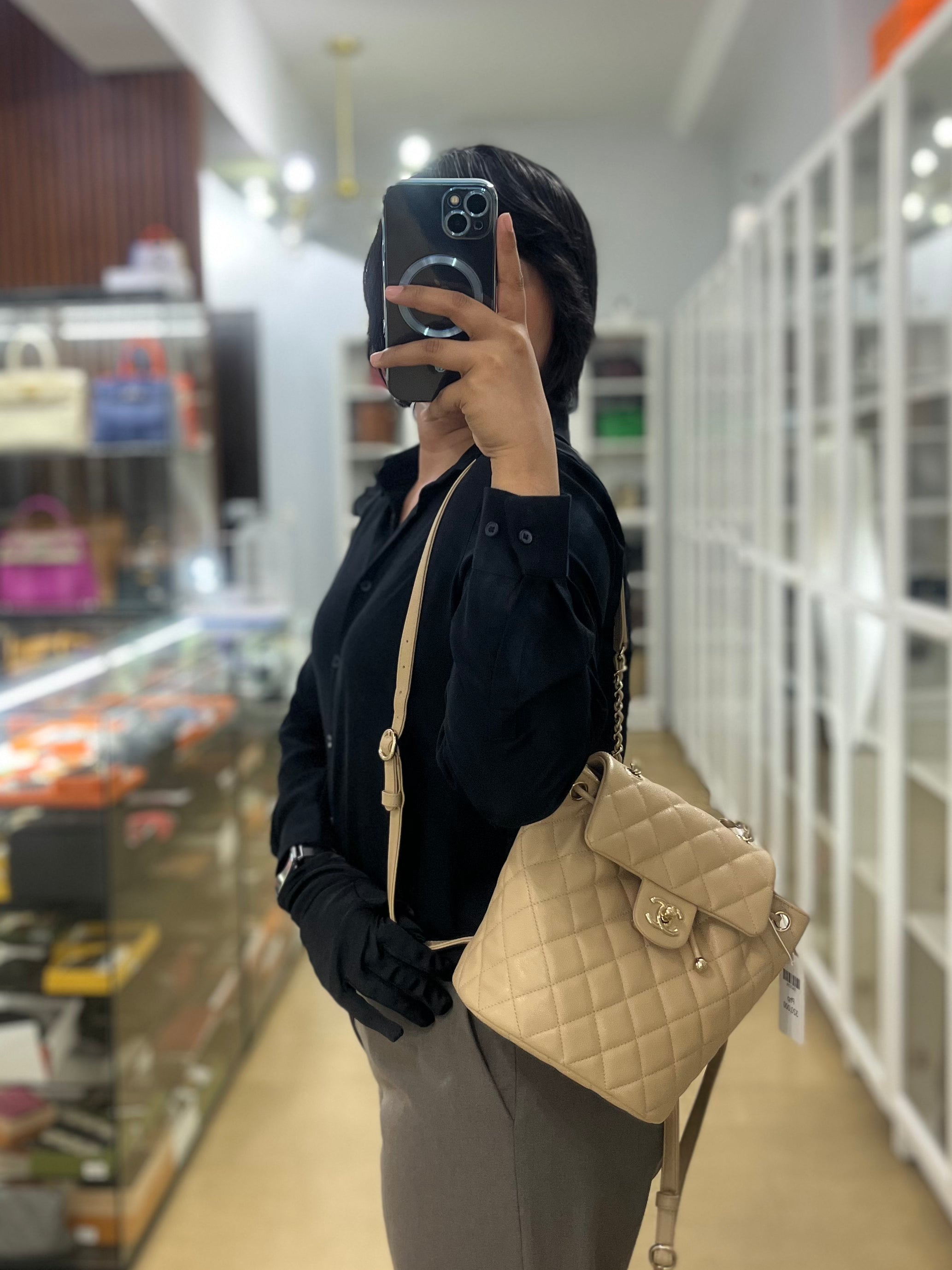 Mini Urban Spirit Backpack Dark Beige (Microchip) | Purse Maison Luxury Bags Shop