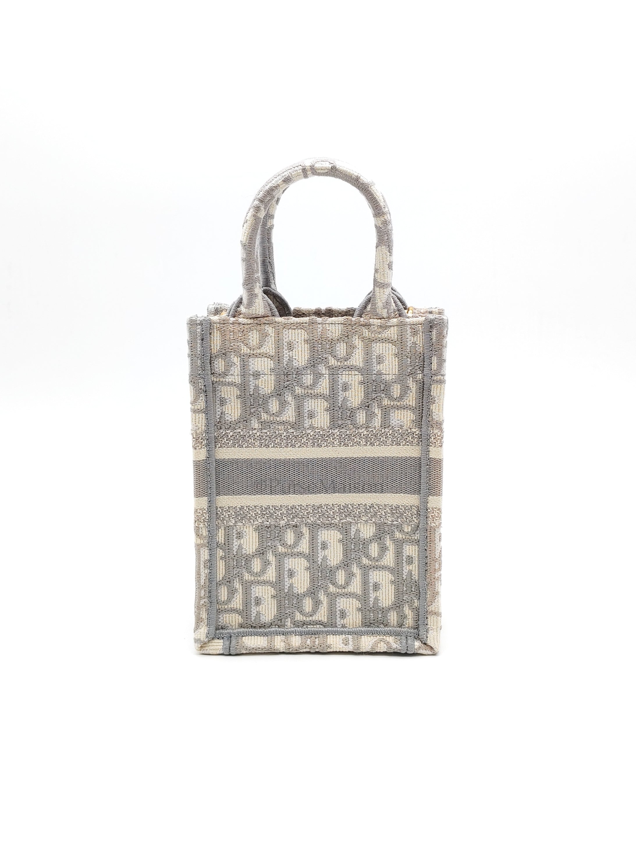 Mini Vertical Booktote Grey Oblique Canvas | Purse Maison Luxury Bags Shop