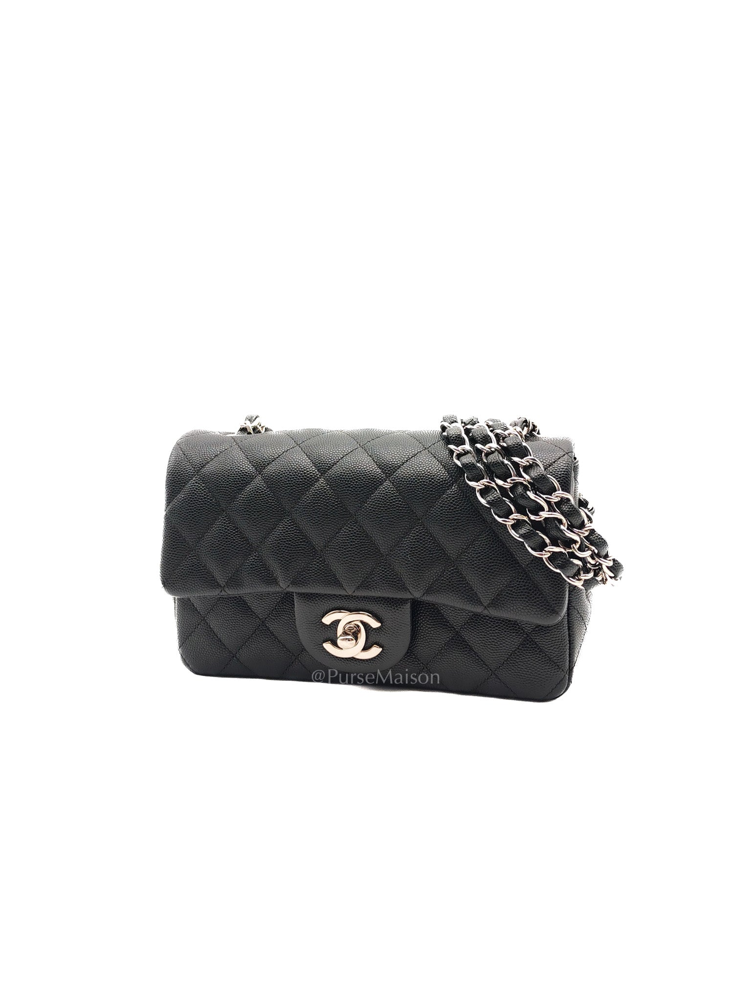 Mini Rectangular in Black Caviar Leather Silver Hardware (Series 26)