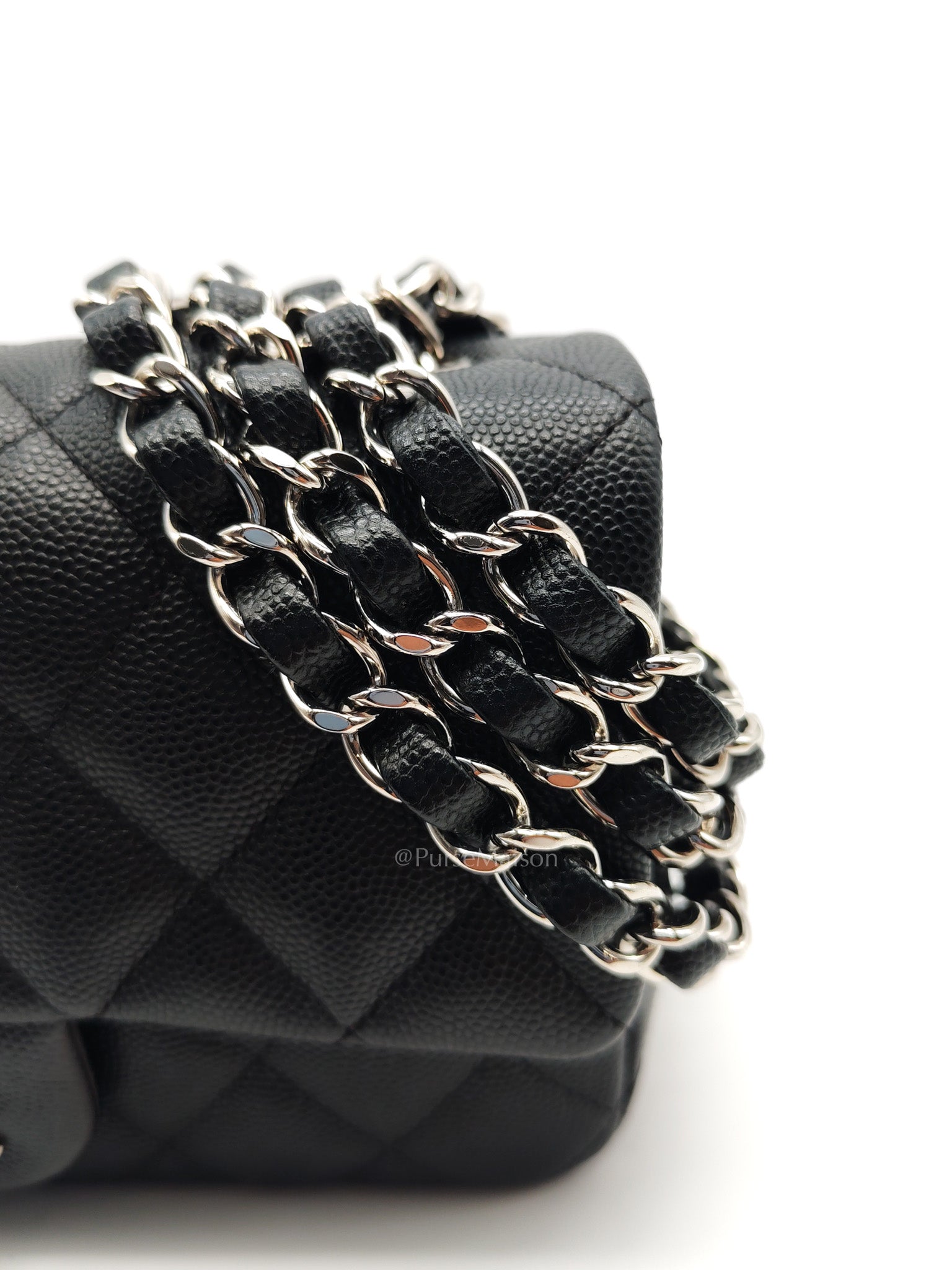 Mini Rectangular in Black Caviar Leather Silver Hardware (Series 26)