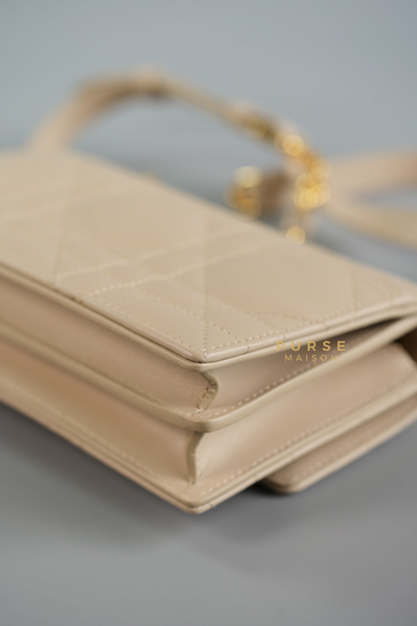 Miss Caro Mini Bag in Caramel Beige Macrocannage Lambskin | Purse Maison Luxury Bags Shop