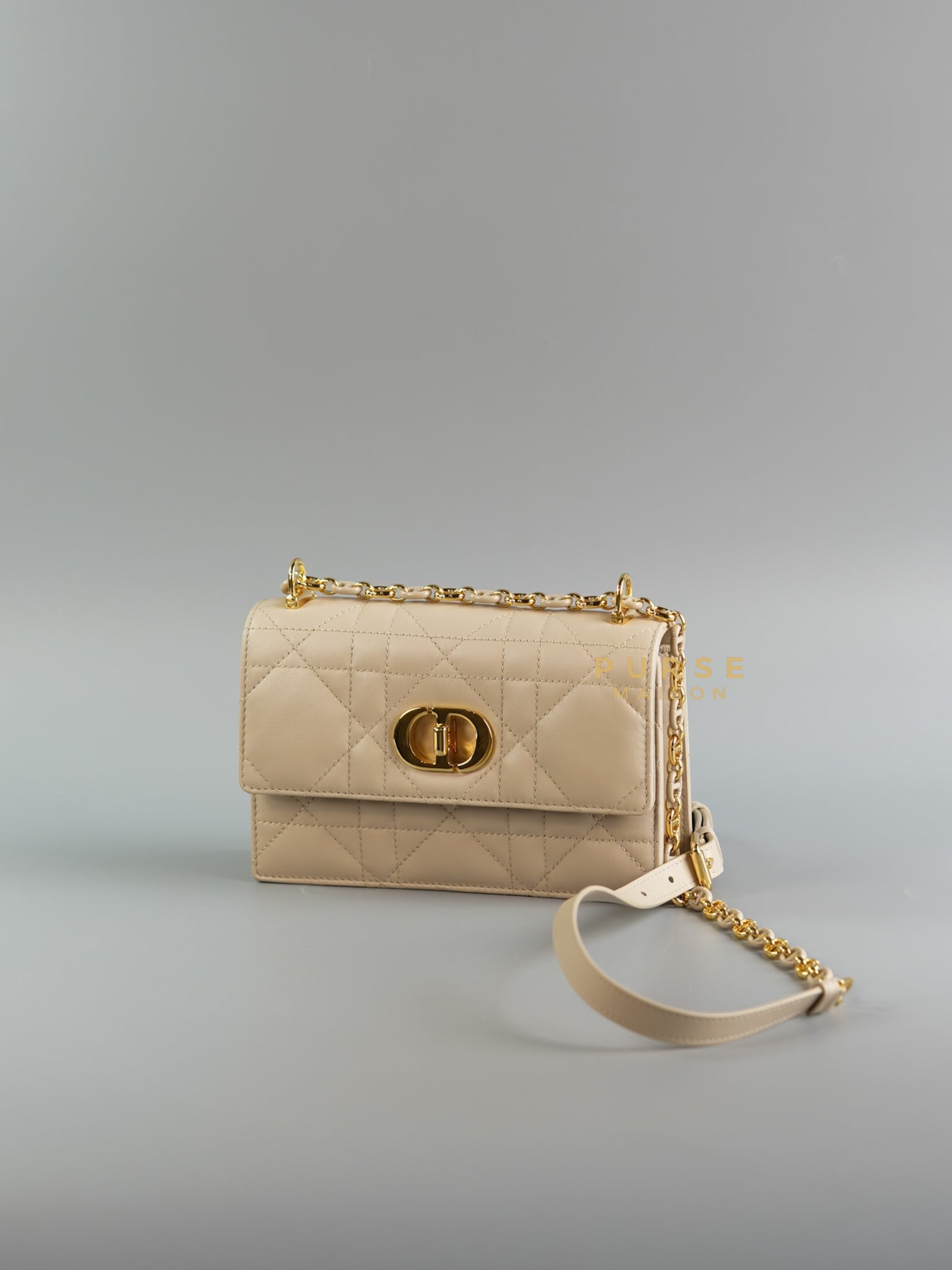 Miss Caro Mini Bag in Caramel Beige Macrocannage Lambskin | Purse Maison Luxury Bags Shop