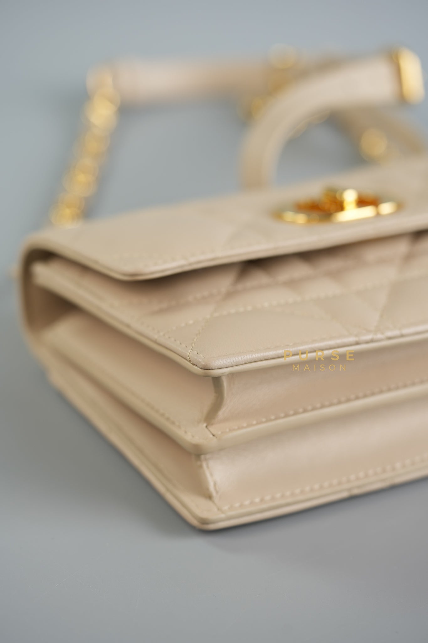 Miss Caro Mini Bag in Caramel Beige Macrocannage Lambskin | Purse Maison Luxury Bags Shop