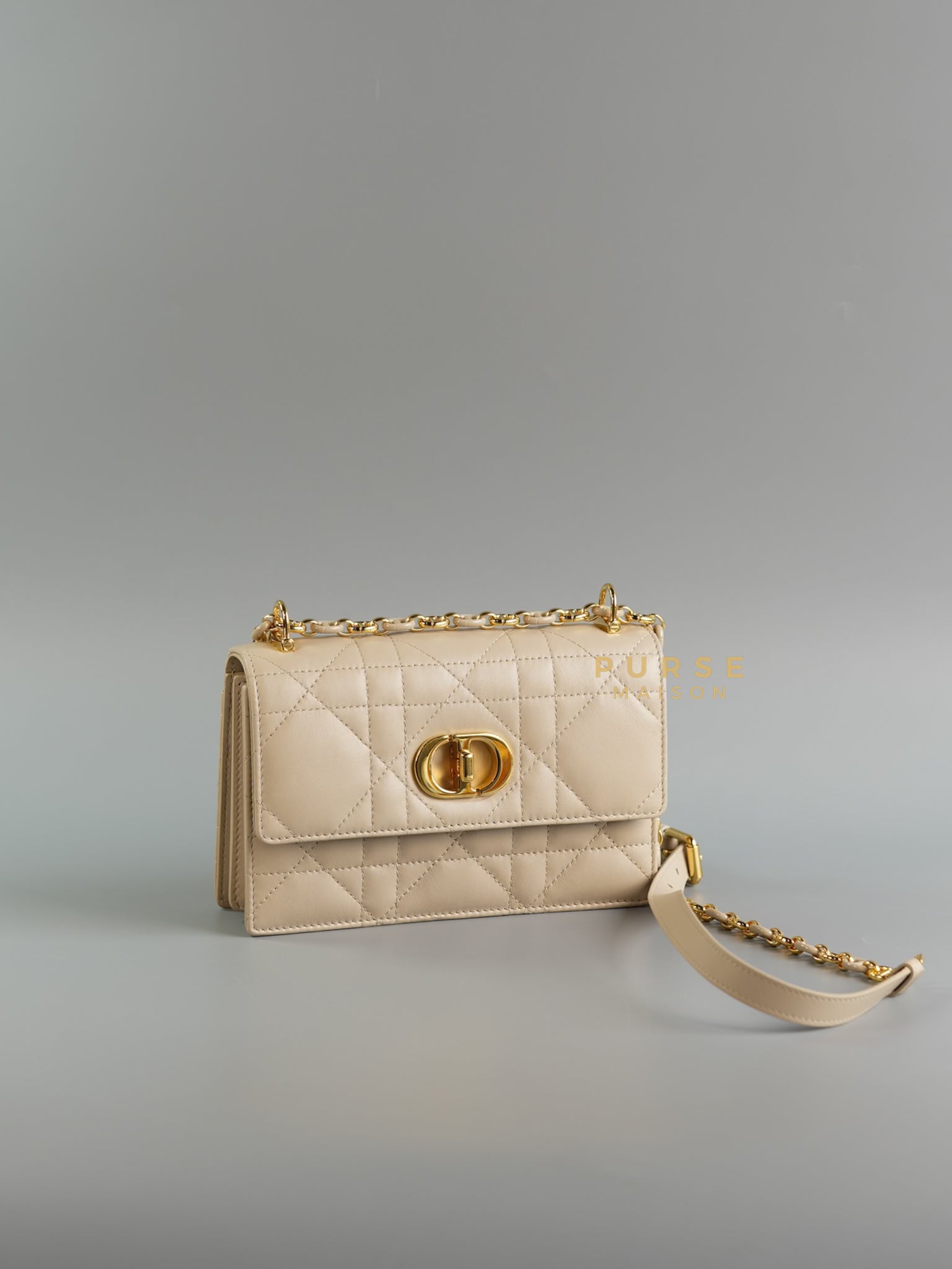 Miss Caro Mini Bag in Caramel Beige Macrocannage Lambskin | Purse Maison Luxury Bags Shop