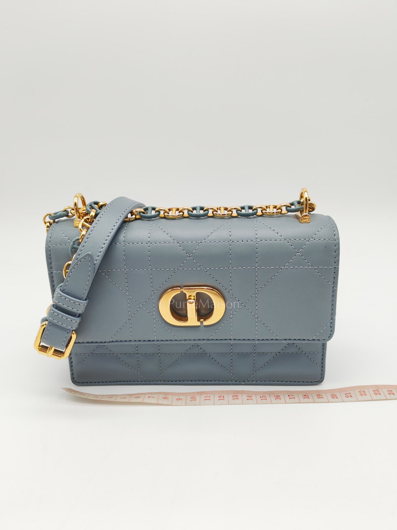 Miss Caro Mini Shoulder Bag in Cloud Blue Lambskin Leather Gold Hardware | Purse Maison Luxury Bags Shop