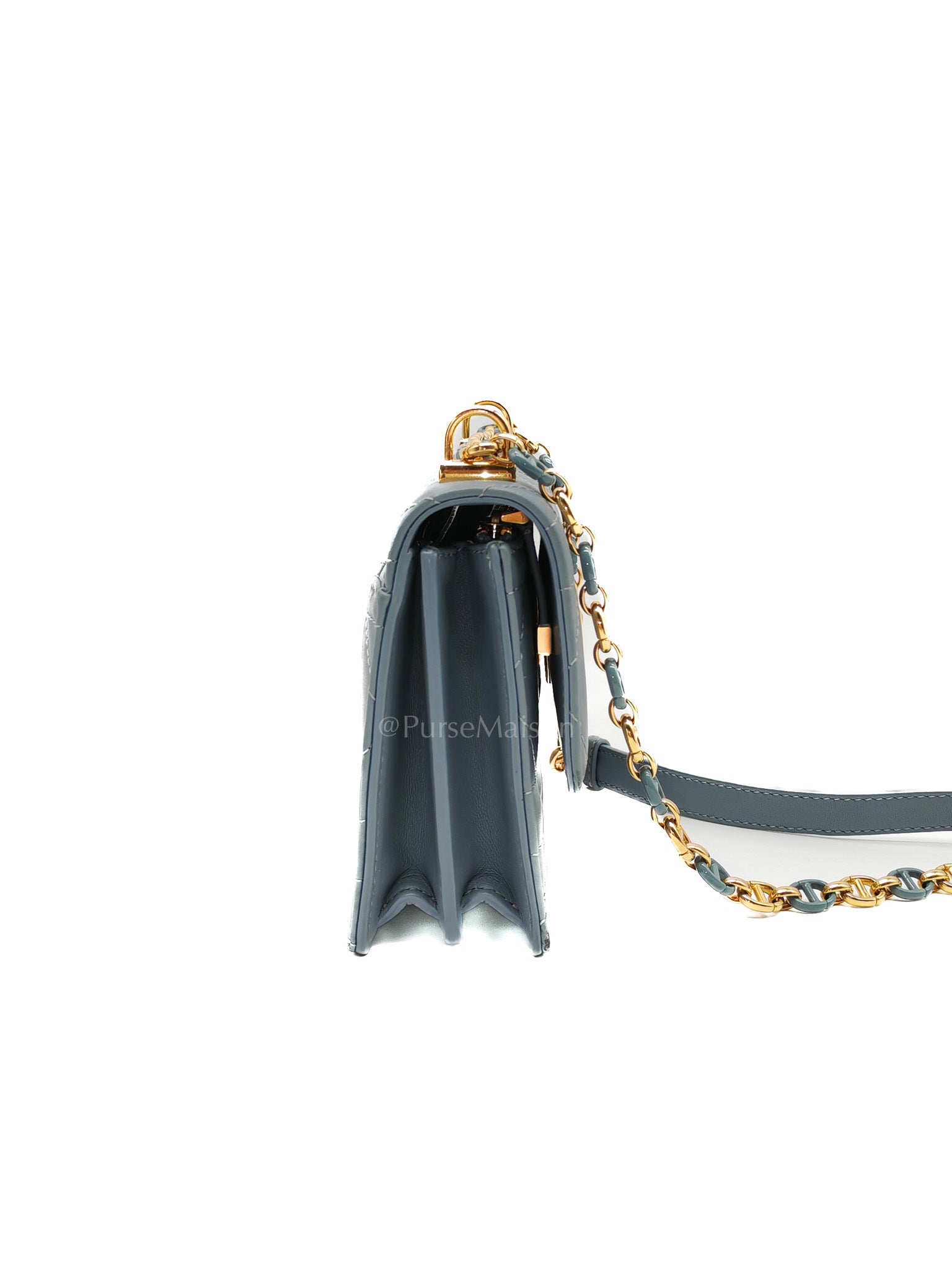 Miss Caro Mini Shoulder Bag in Cloud Blue Lambskin Leather Gold Hardware | Purse Maison Luxury Bags Shop