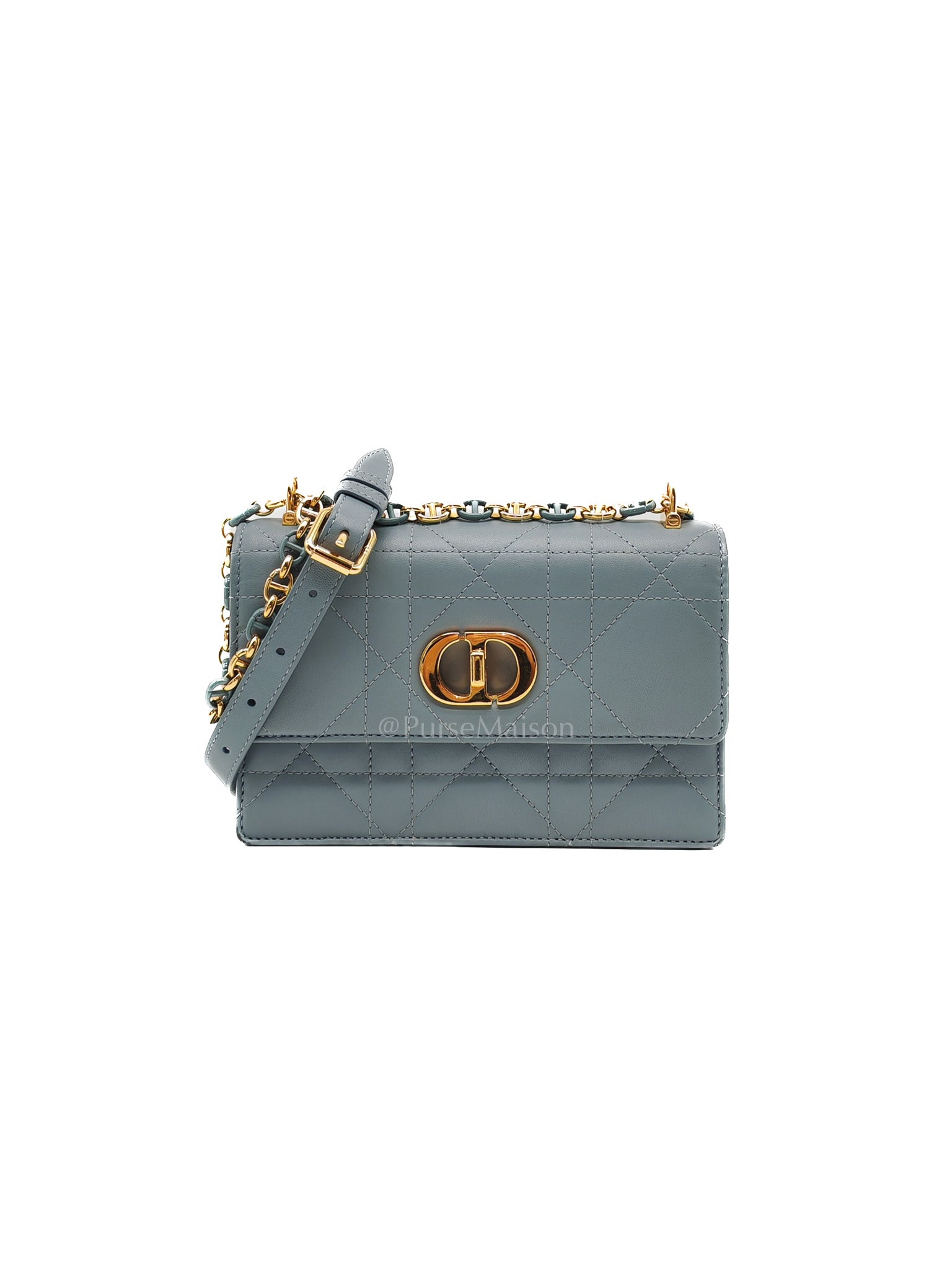 Miss Caro Mini Shoulder Bag in Cloud Blue Lambskin Leather Gold Hardware | Purse Maison Luxury Bags Shop