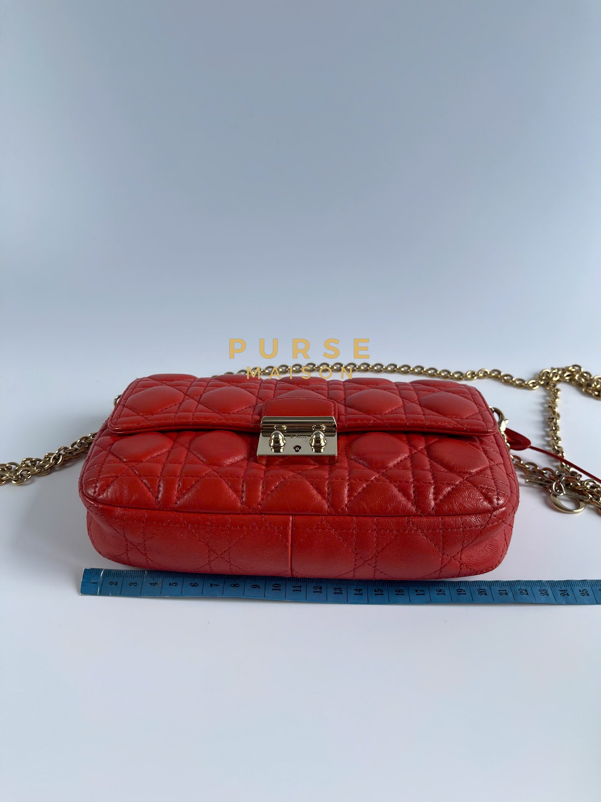 Miss Dior Promenade Bag in Red Cannage Quilt Lambskin | Purse Maison Luxury Bags Shop
