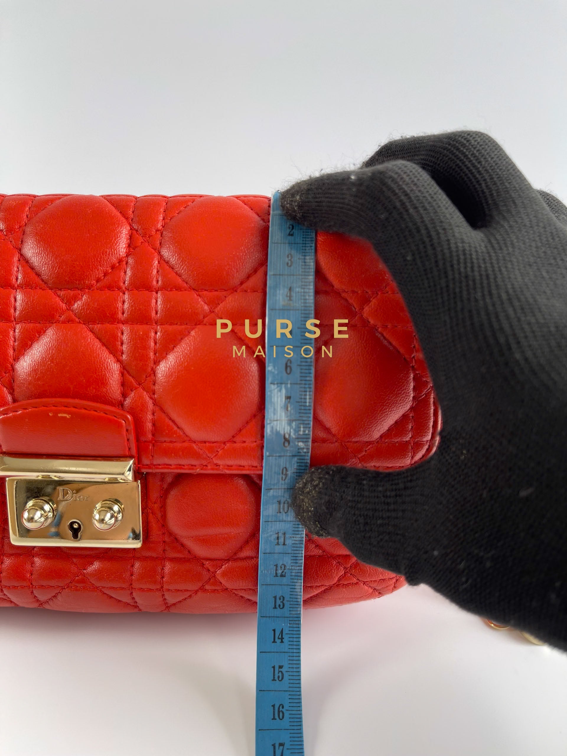 Miss Dior Promenade Bag in Red Cannage Quilt Lambskin | Purse Maison Luxury Bags Shop