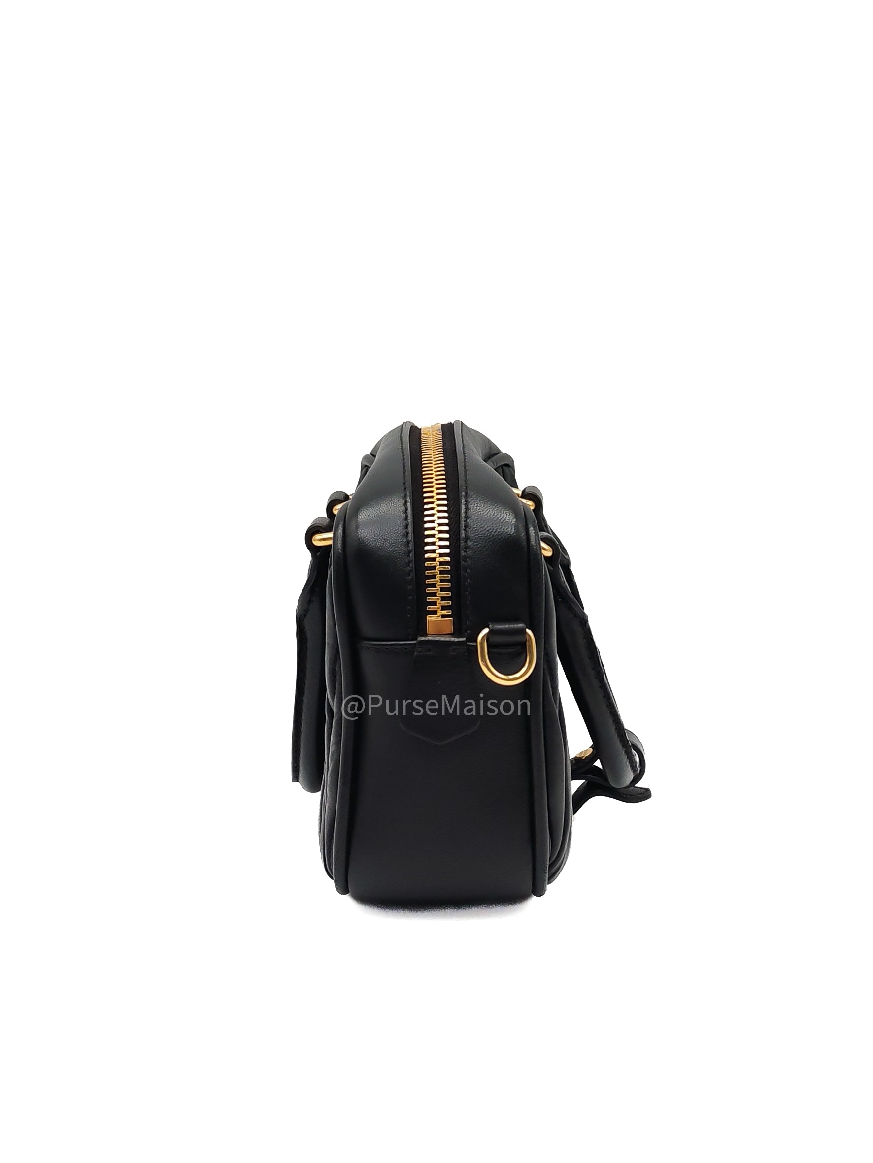 Miu Miu Arcadie Bag in Black Matelasse Nappa Leather and Gold Hardware | Purse Maison Luxury Bags Shop