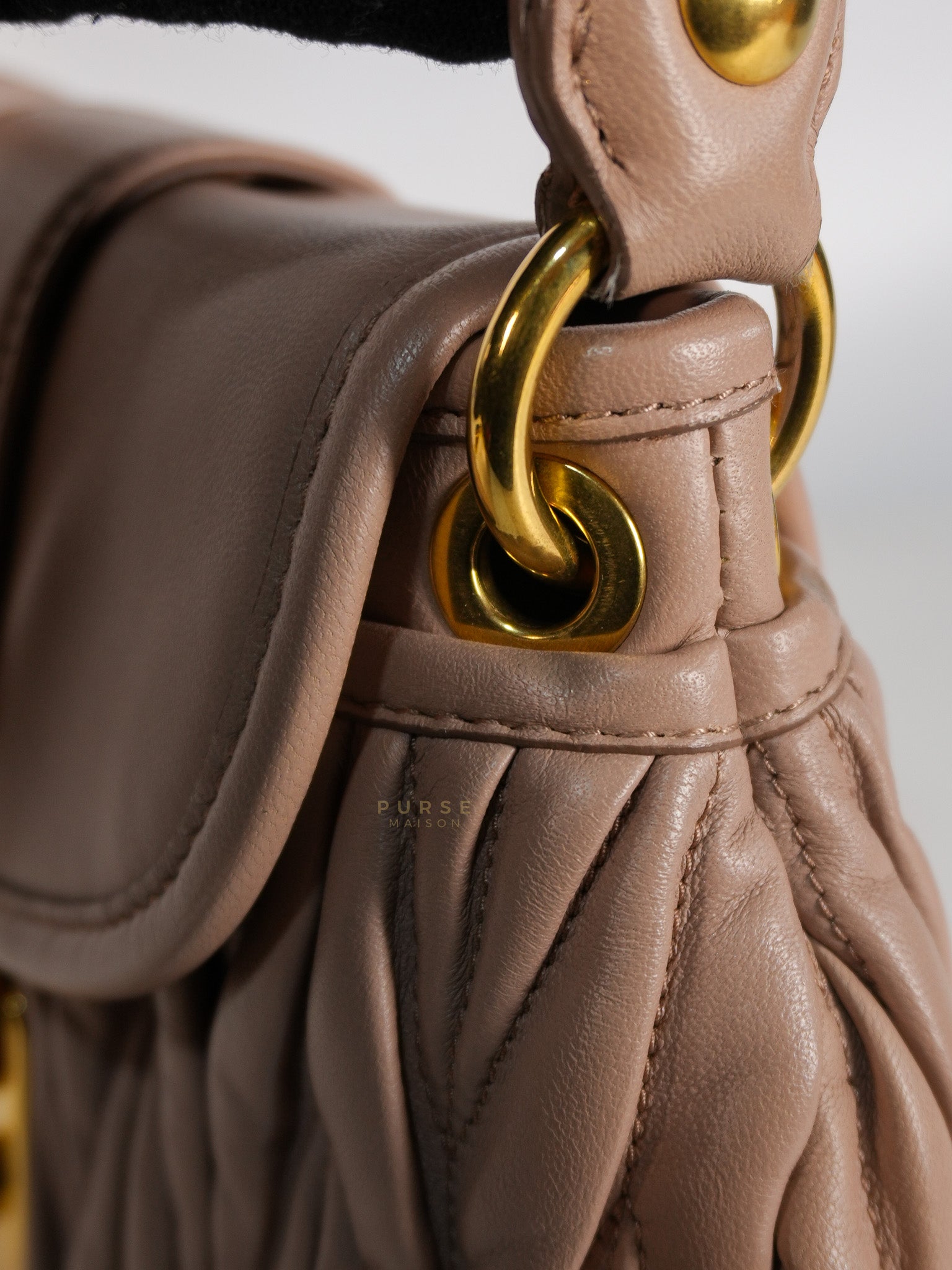 Bandoliera Matelasse Coffer Bag in Cammeo | Purse Maison Luxury Bags Shop