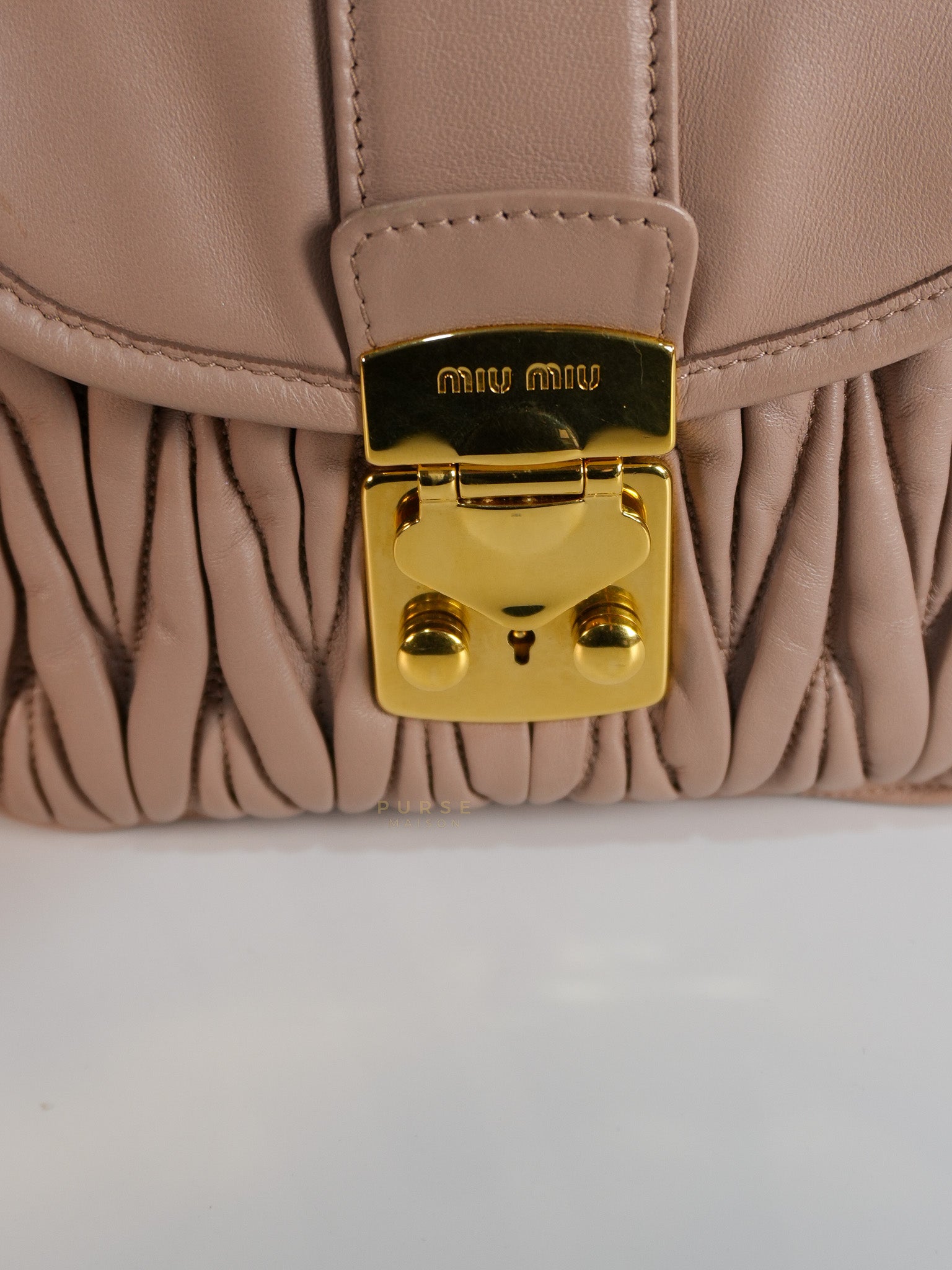 Bandoliera Matelasse Coffer Bag in Cammeo | Purse Maison Luxury Bags Shop