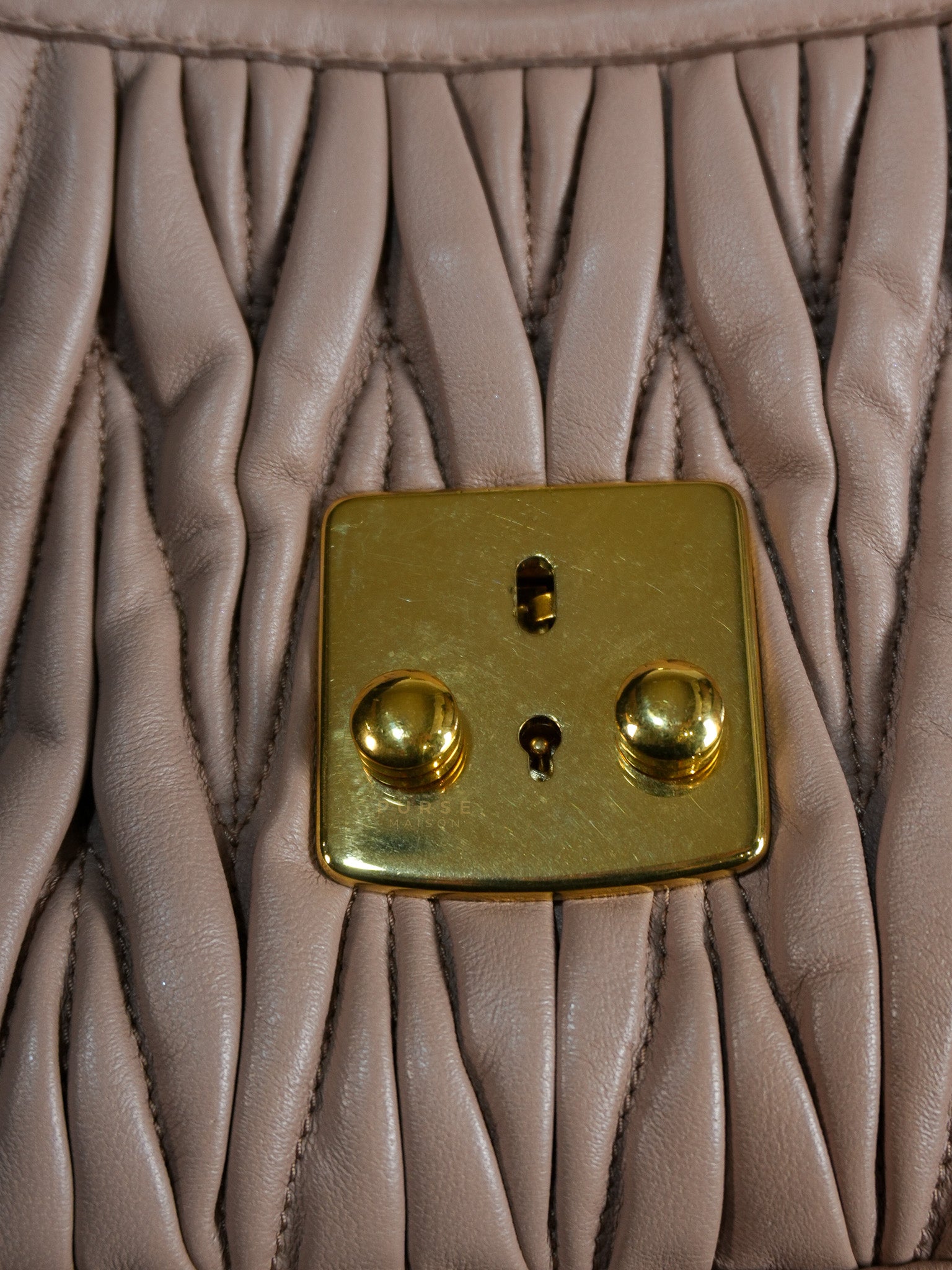 Bandoliera Matelasse Coffer Bag in Cammeo | Purse Maison Luxury Bags Shop