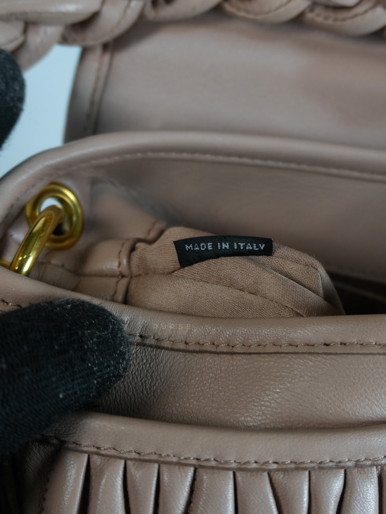 Bandoliera Matelasse Coffer Bag in Cammeo | Purse Maison Luxury Bags Shop
