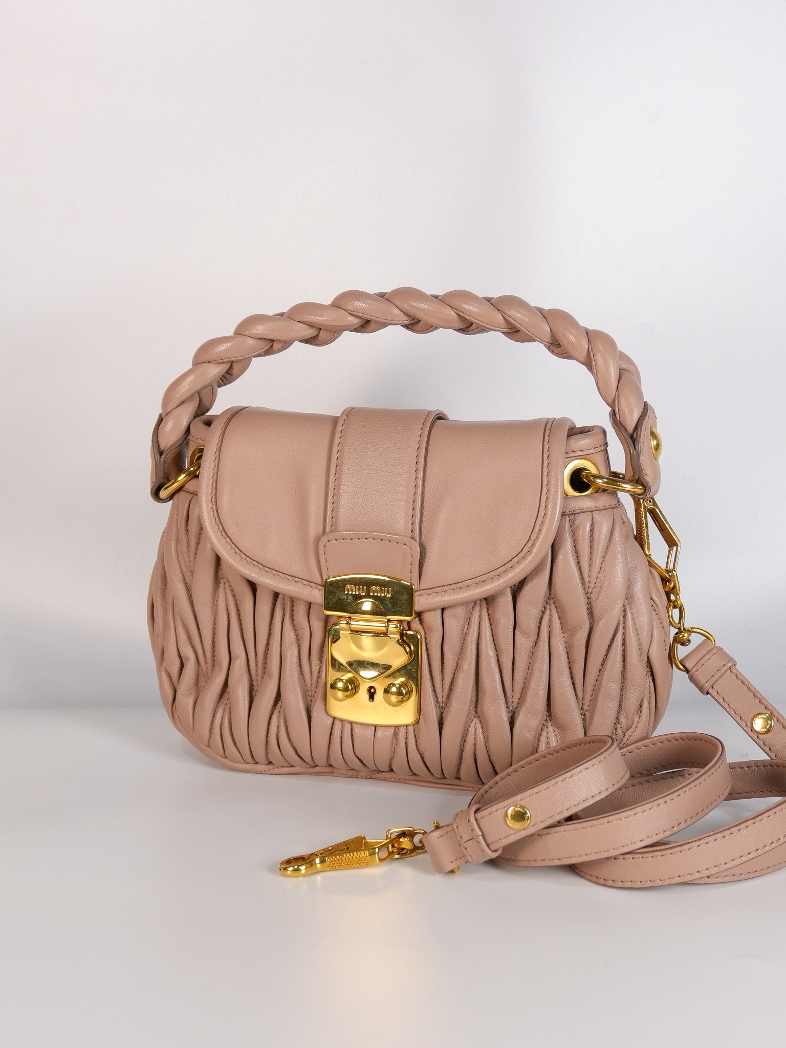 Bandoliera Matelasse Coffer Bag in Cammeo | Purse Maison Luxury Bags Shop