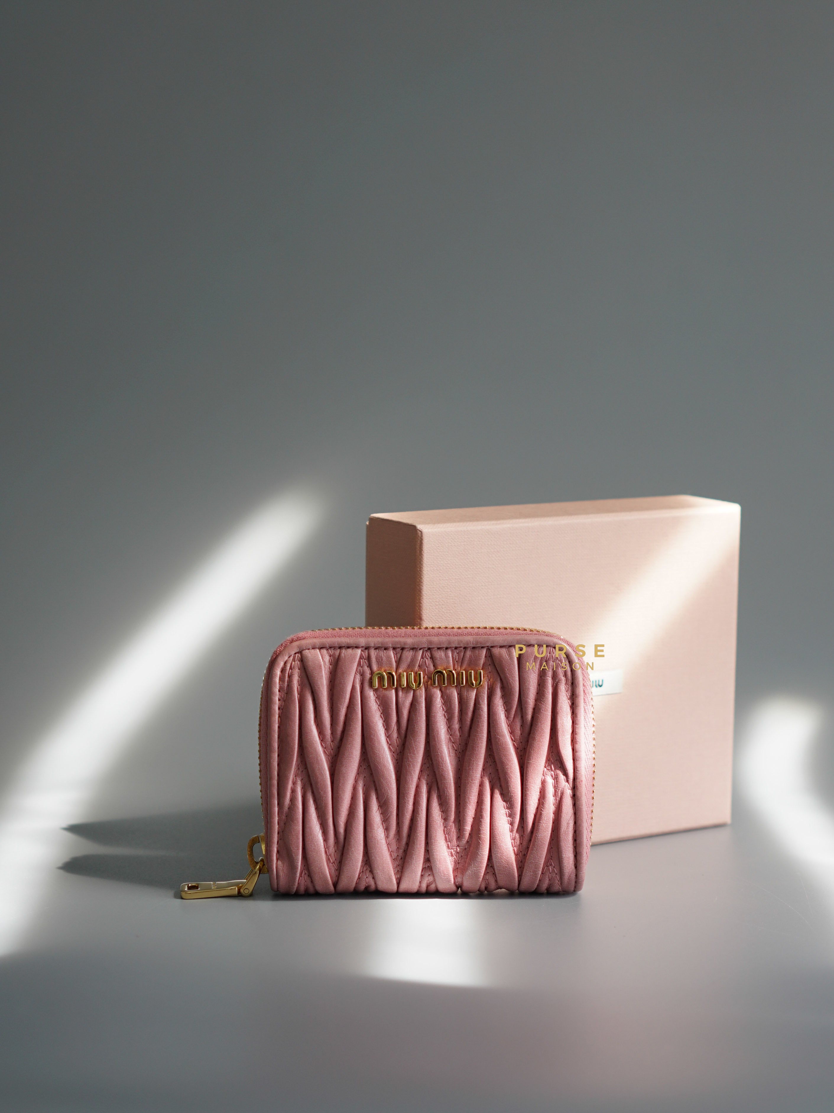 Miu Miu Mini Wallet & Purse Quilted Leather Gold Hardware |