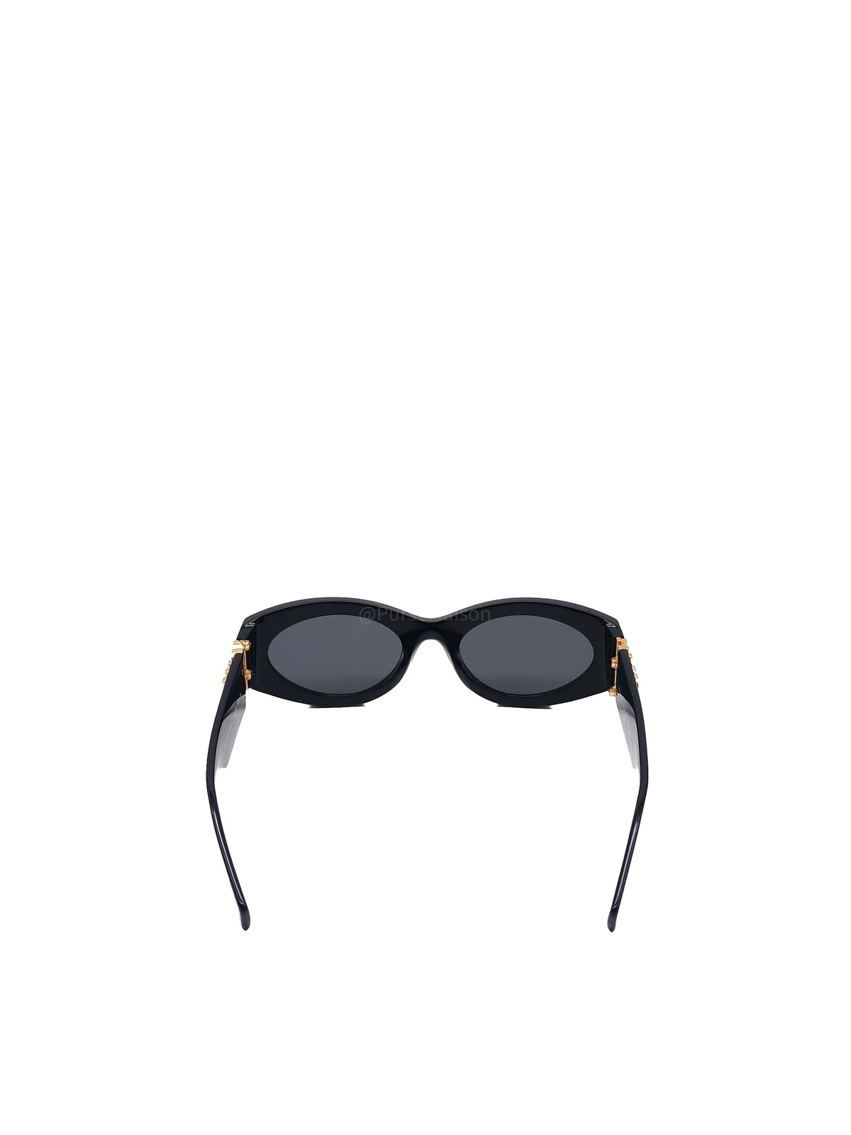 Miu Miu SMU 11W Oval Acetate Sunglasses in Black and Gold Logo | Purse Maison Luxury Bags Shop