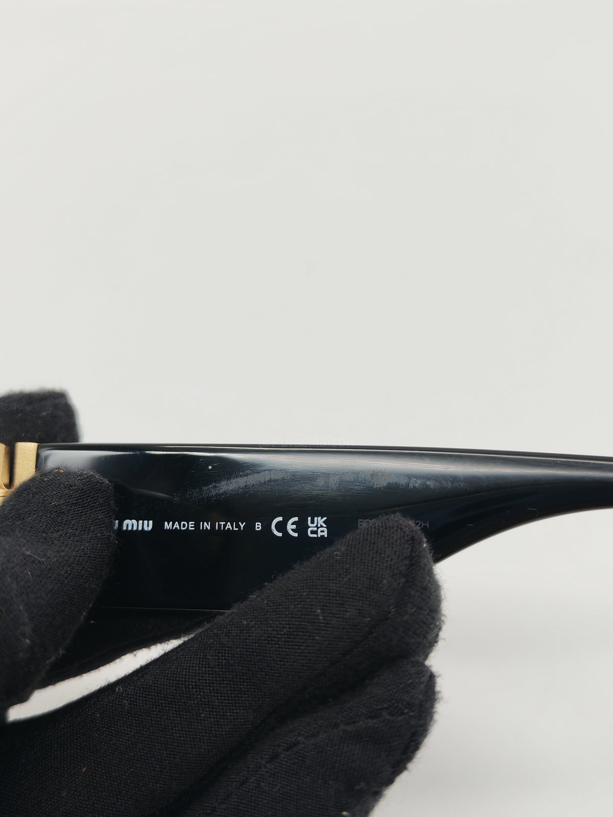 Miu Miu SMU 11W Oval Acetate Sunglasses in Black and Gold Logo | Purse Maison Luxury Bags Shop