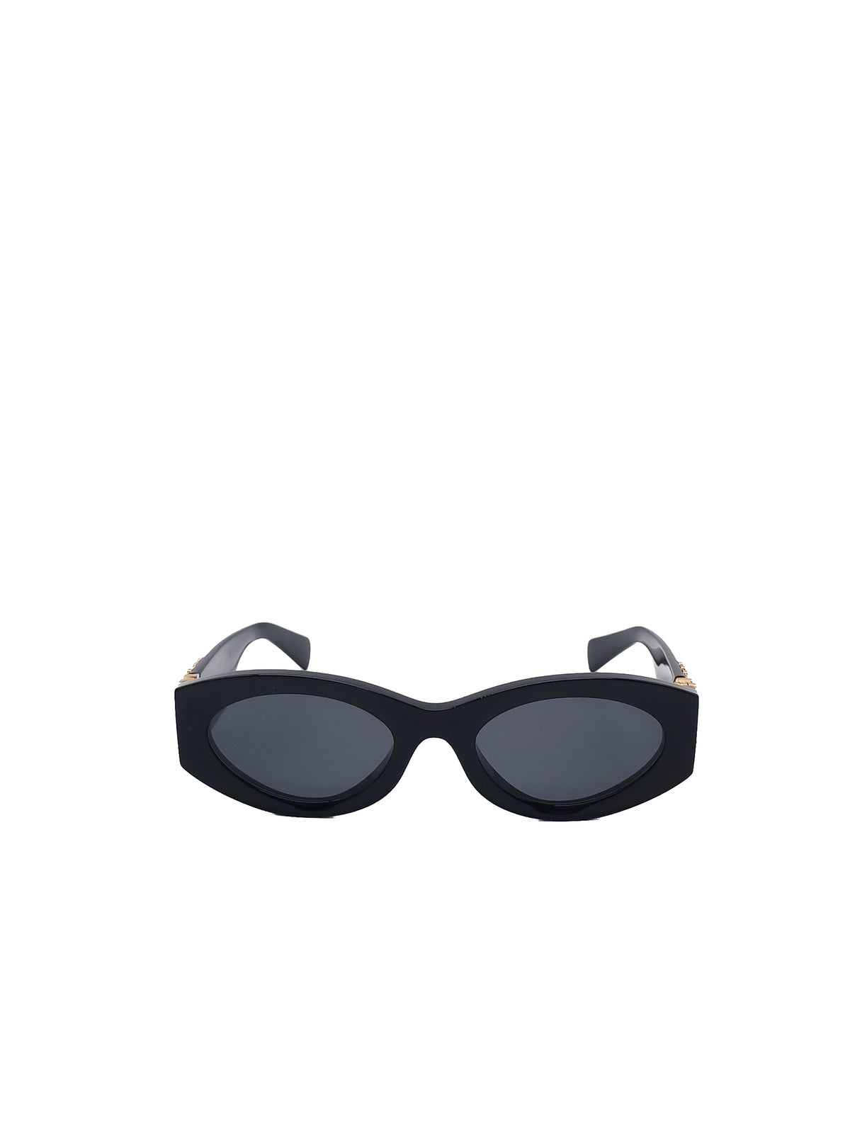 Miu Miu SMU 11W Oval Acetate Sunglasses in Black and Gold Logo | Purse Maison Luxury Bags Shop