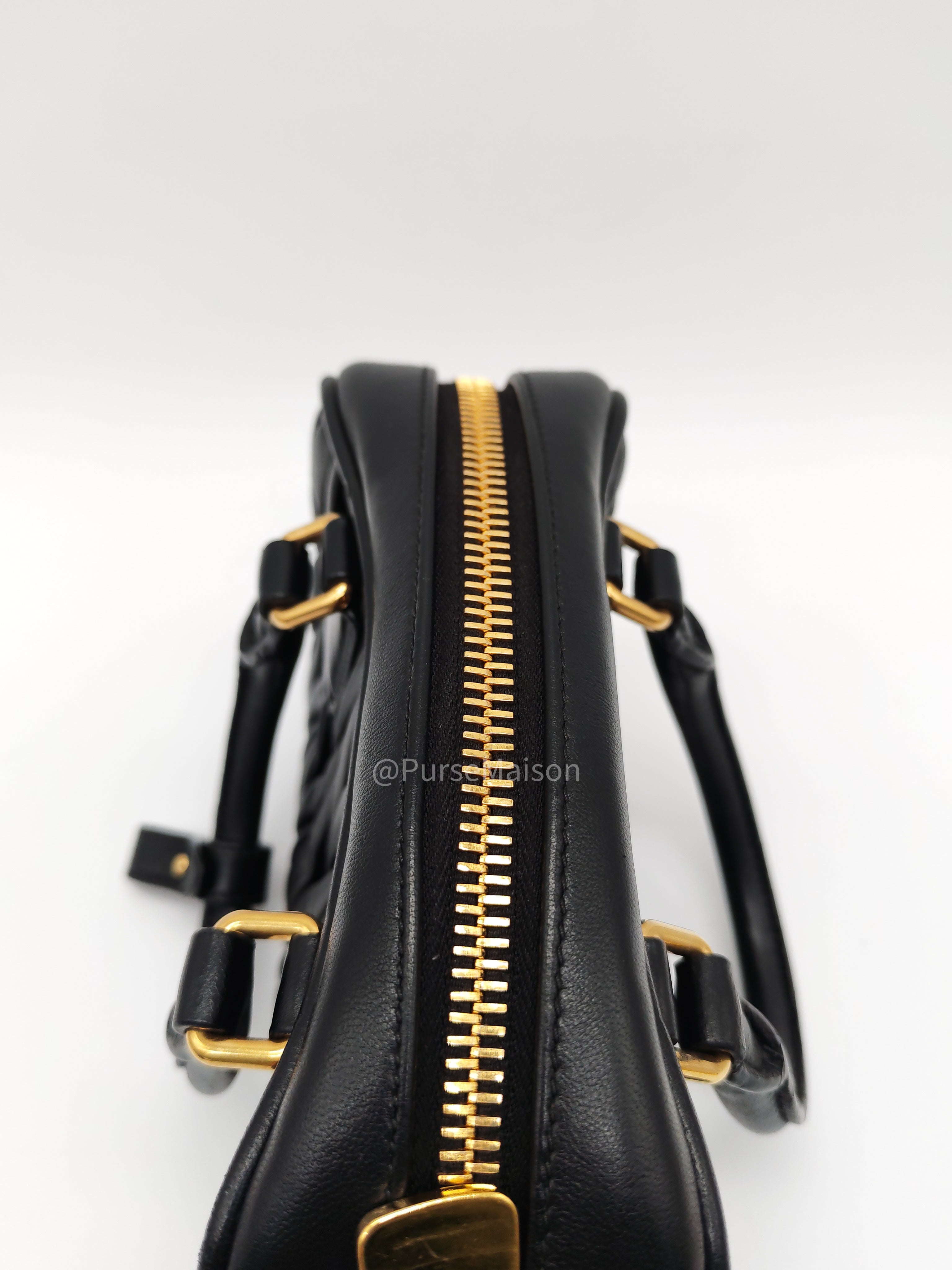 Miu Miu Arcadie Bag in Black Matelasse Nappa Leather and Gold Hardware