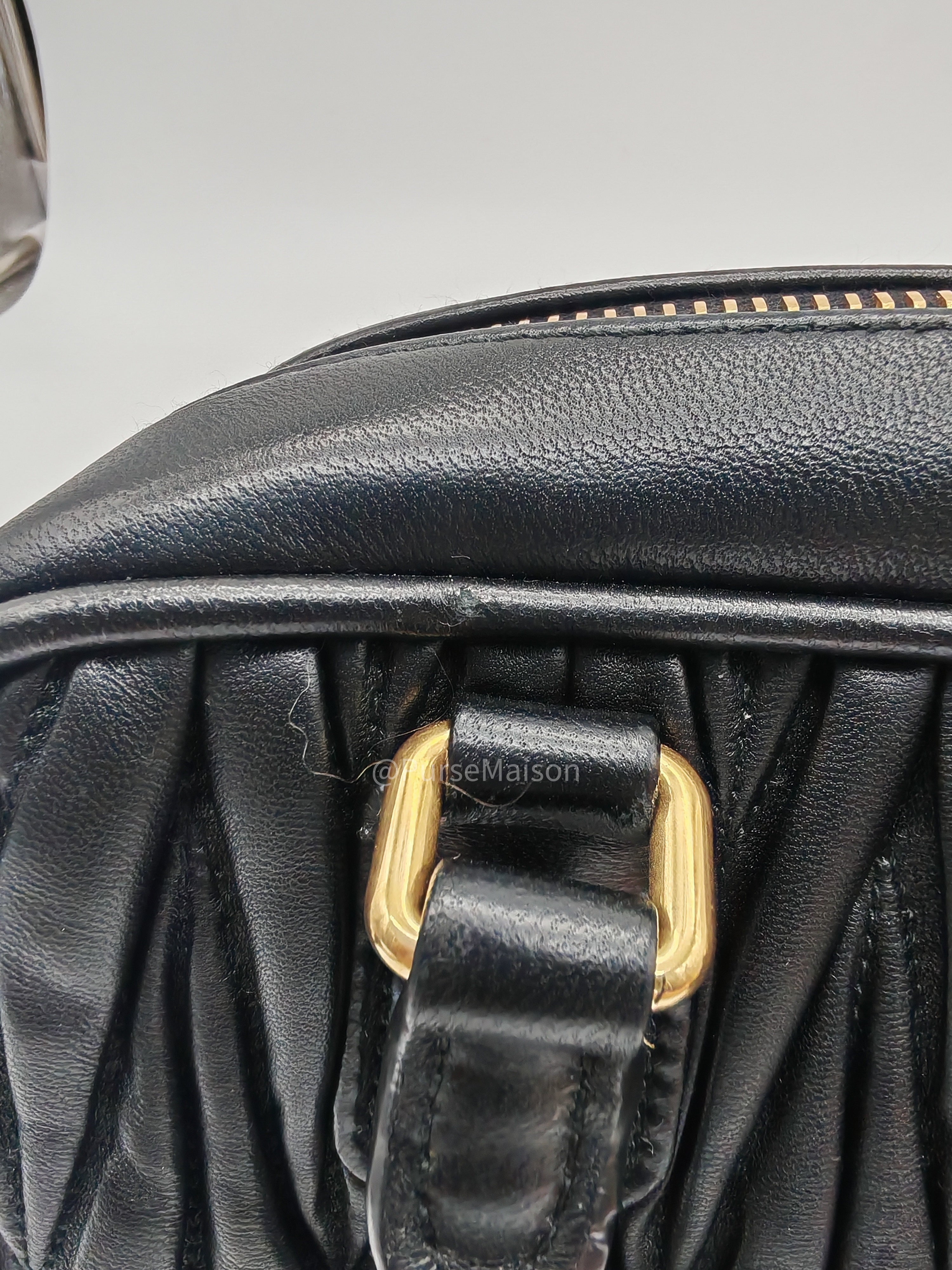 Miu Miu Arcadie Bag in Black Matelasse Nappa Leather and Gold Hardware