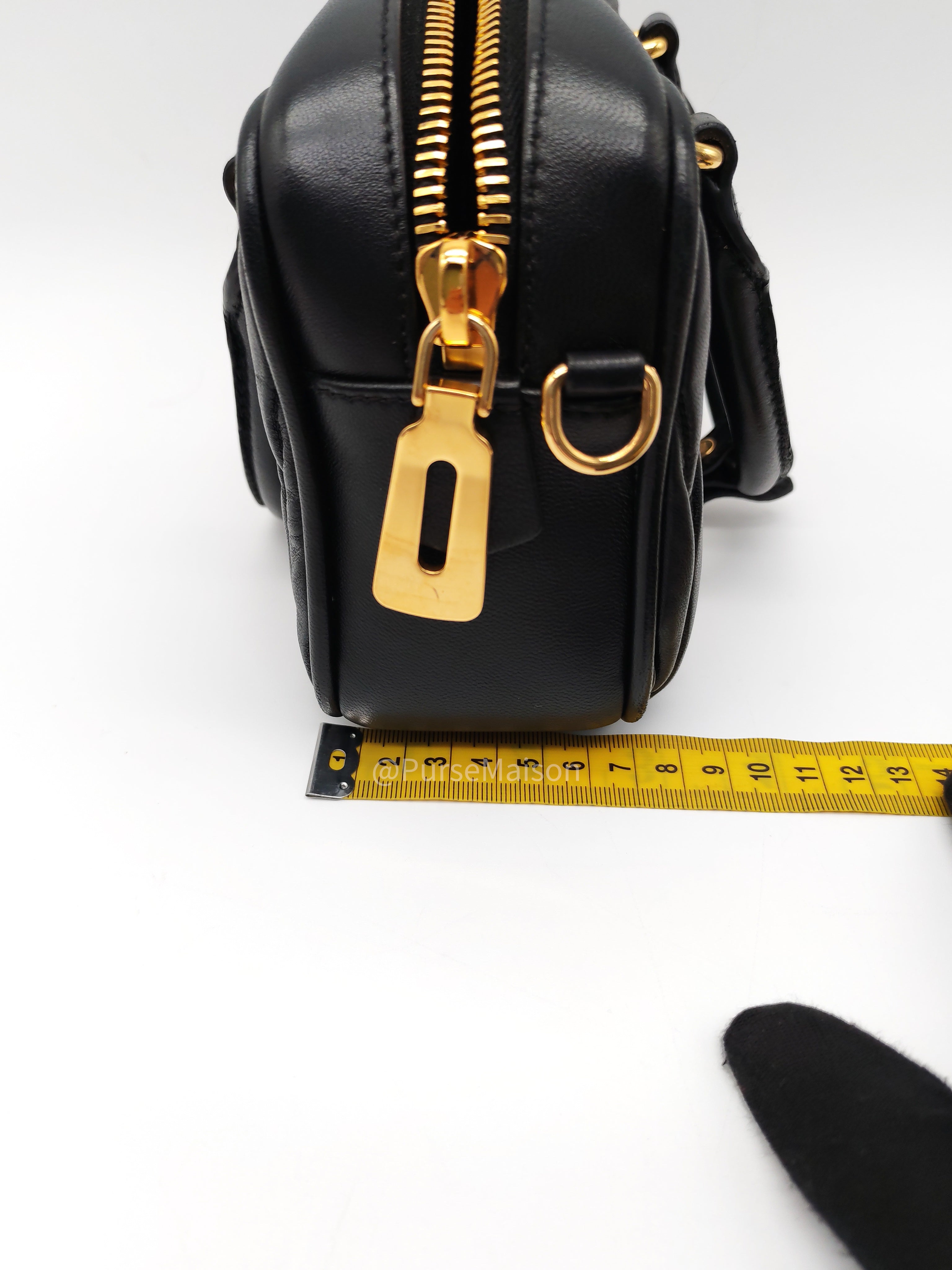 Miu Miu Arcadie Bag in Black Matelasse Nappa Leather and Gold Hardware