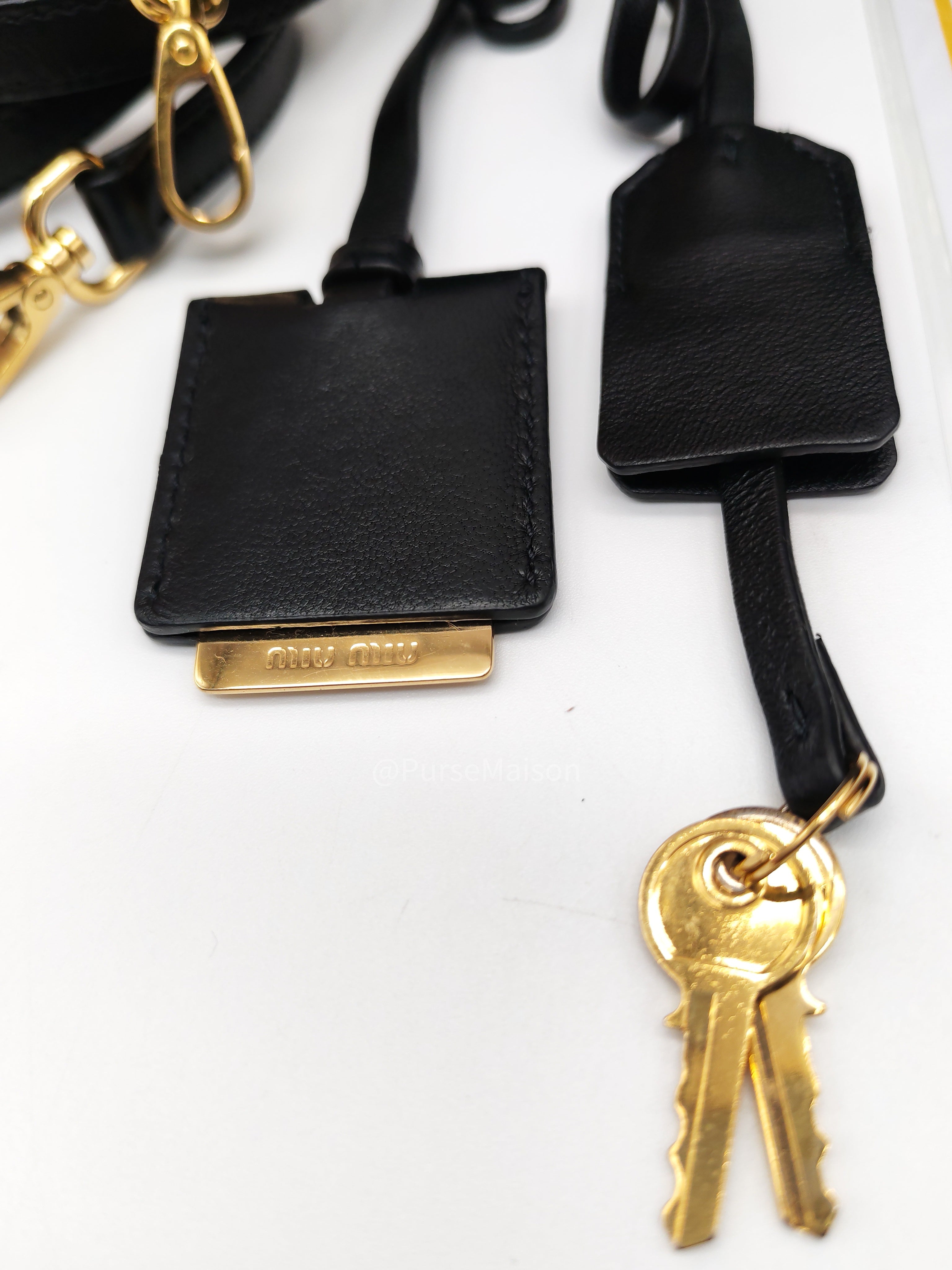 Miu Miu Arcadie Bag in Black Matelasse Nappa Leather and Gold Hardware
