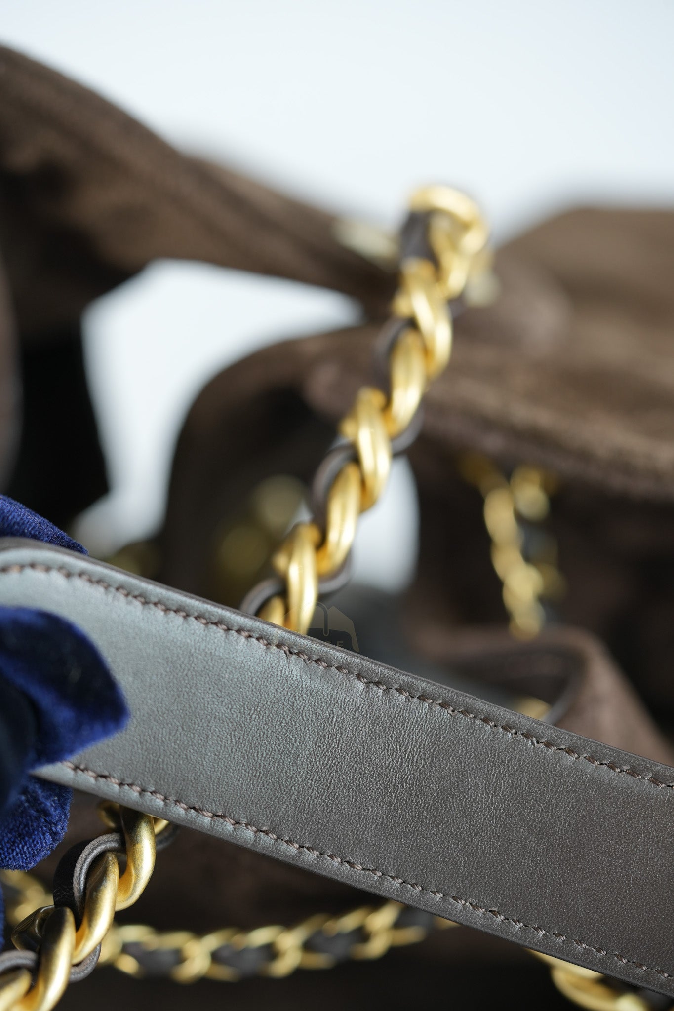 C25 Hobo Bag Medium in Brown Suede Calfskin Leather and Aged Gold Hardware (Microchip)