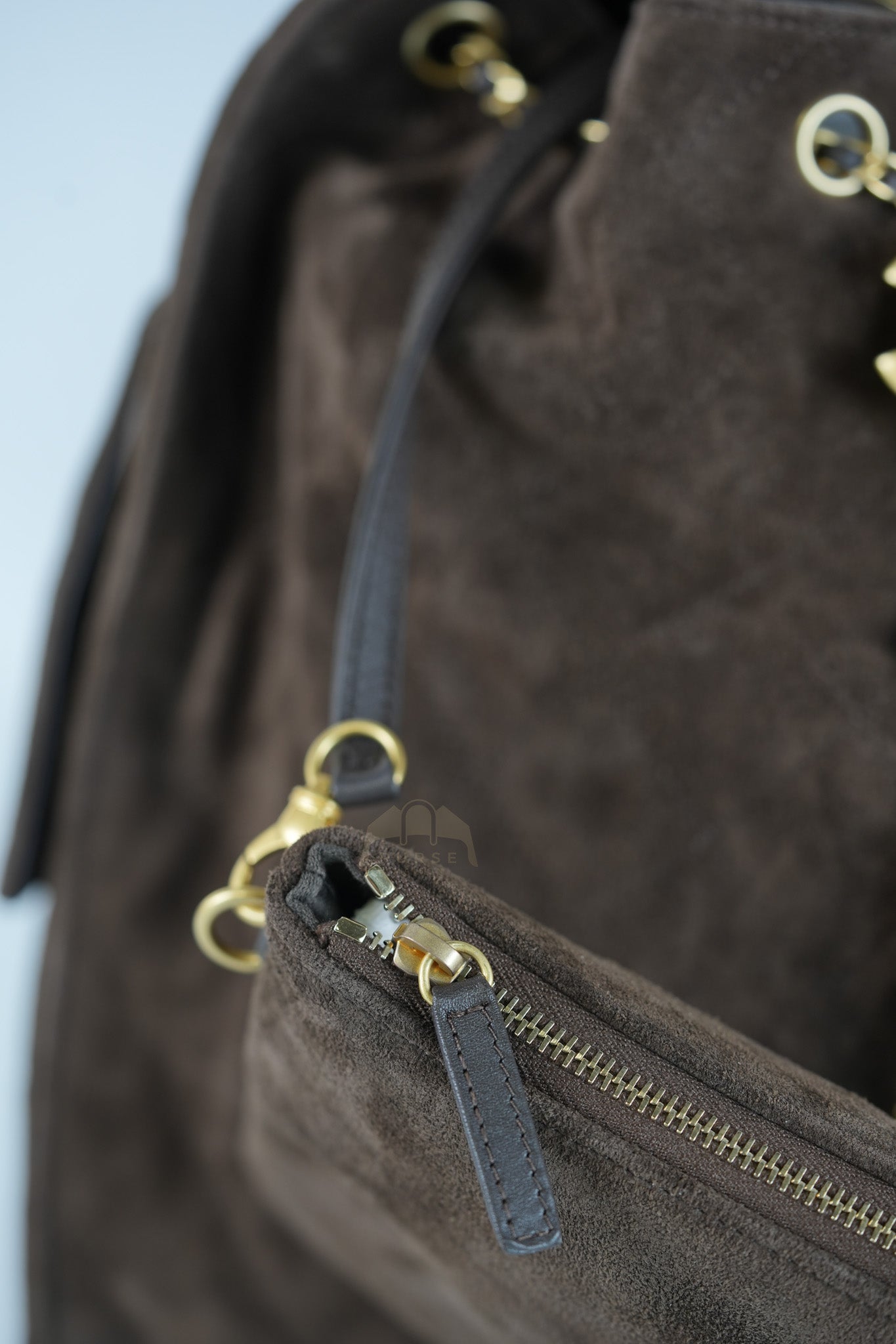 C25 Hobo Bag Medium in Brown Suede Calfskin Leather and Aged Gold Hardware (Microchip)